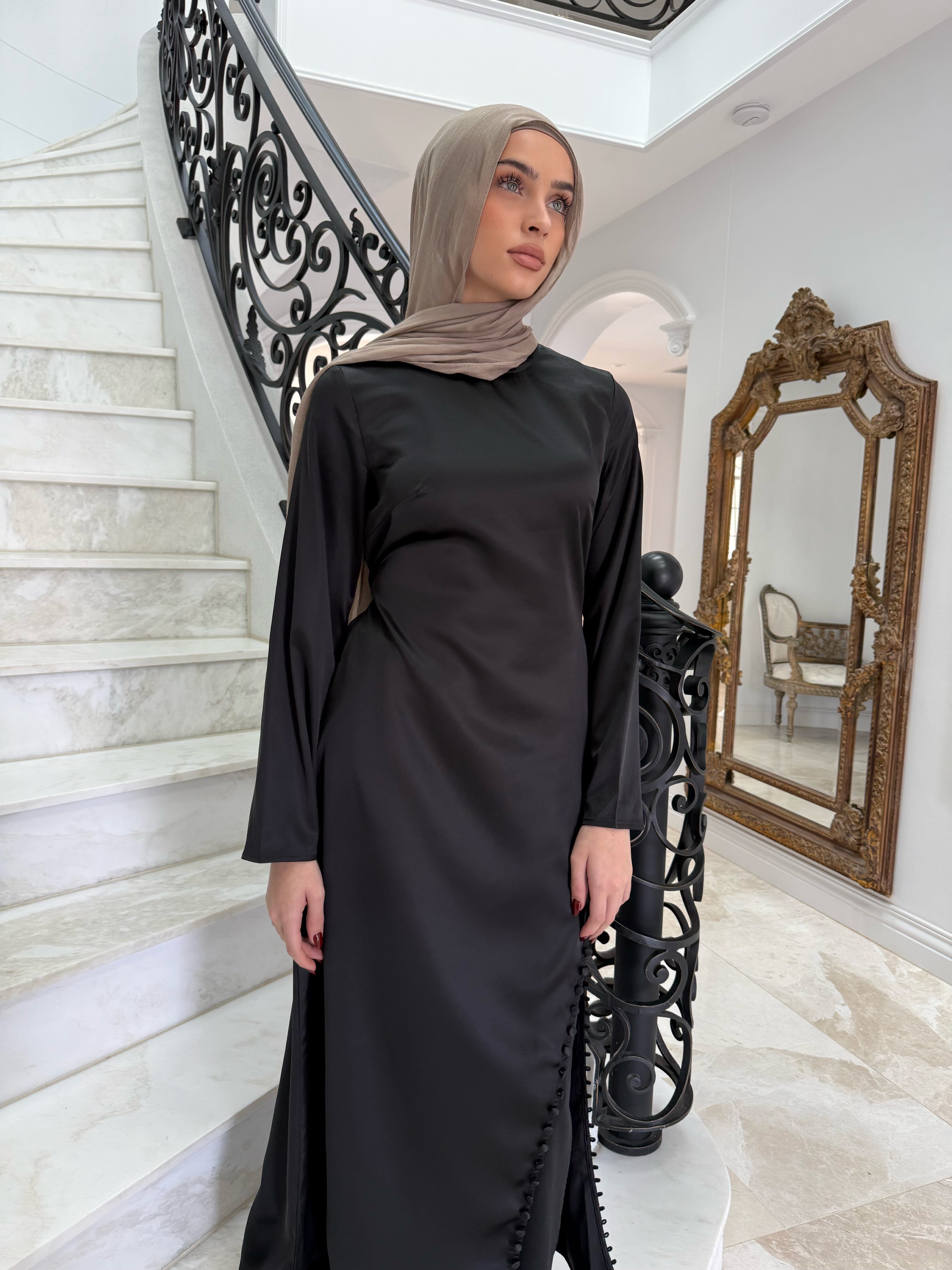 Satin Button Split Tunic