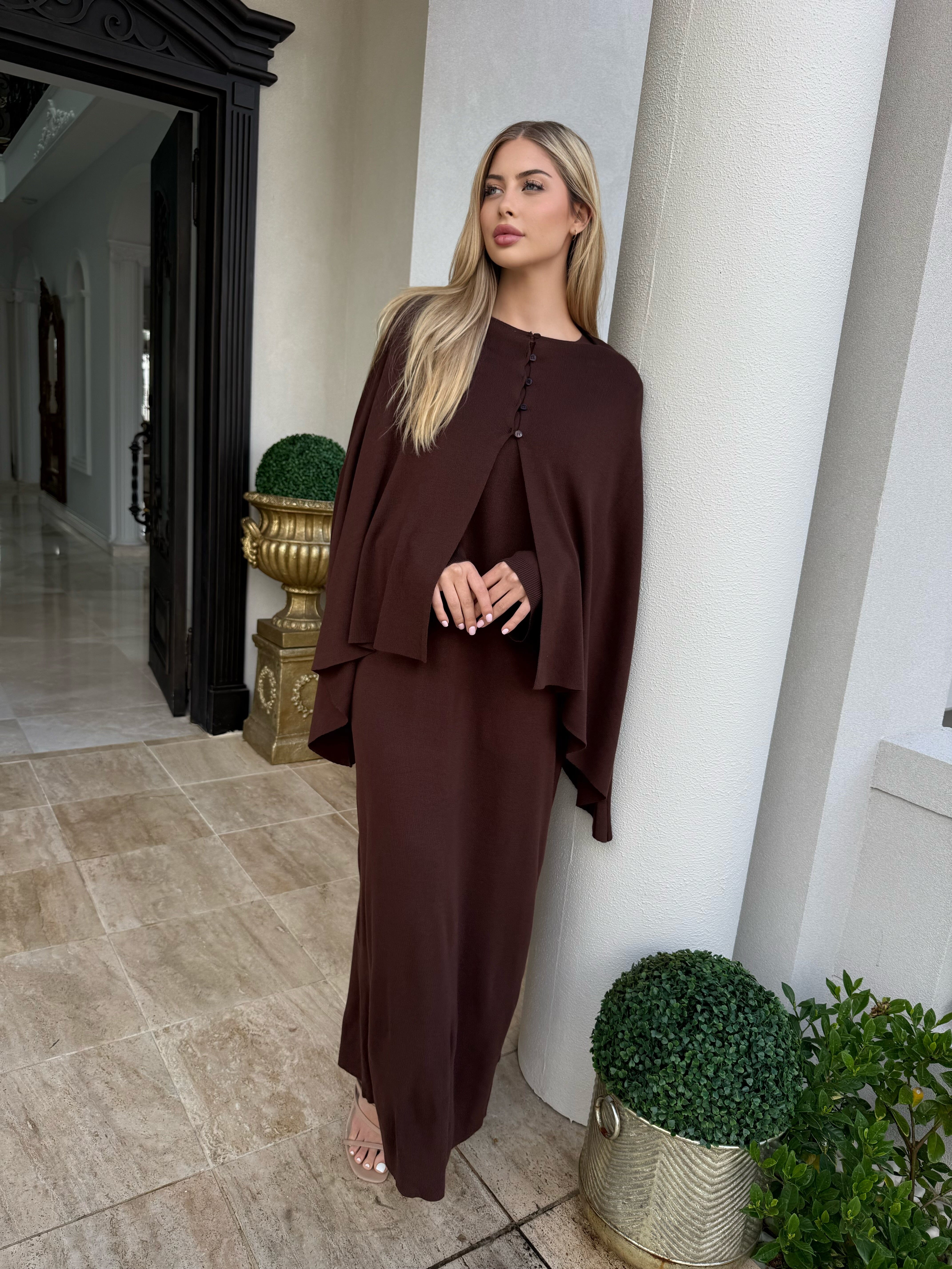 Poncho Knit Dress Set