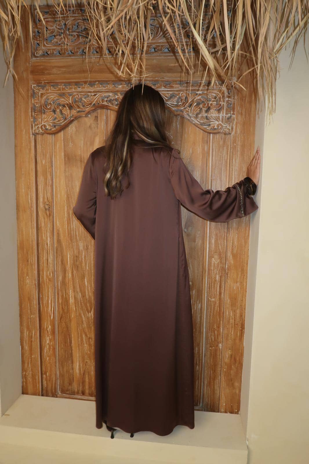 Layali Trim Satin Abaya