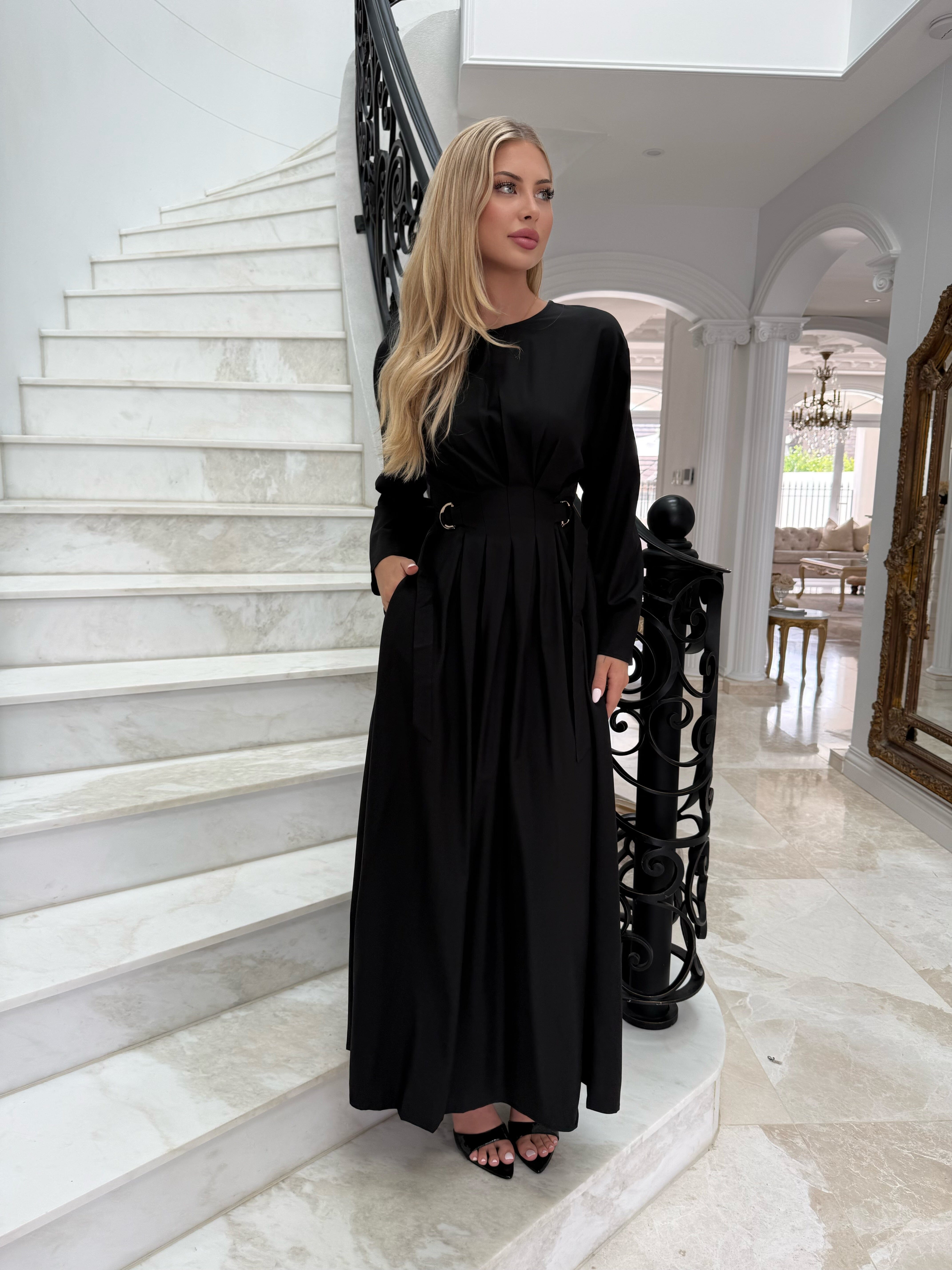 Gathered Buckle Dress