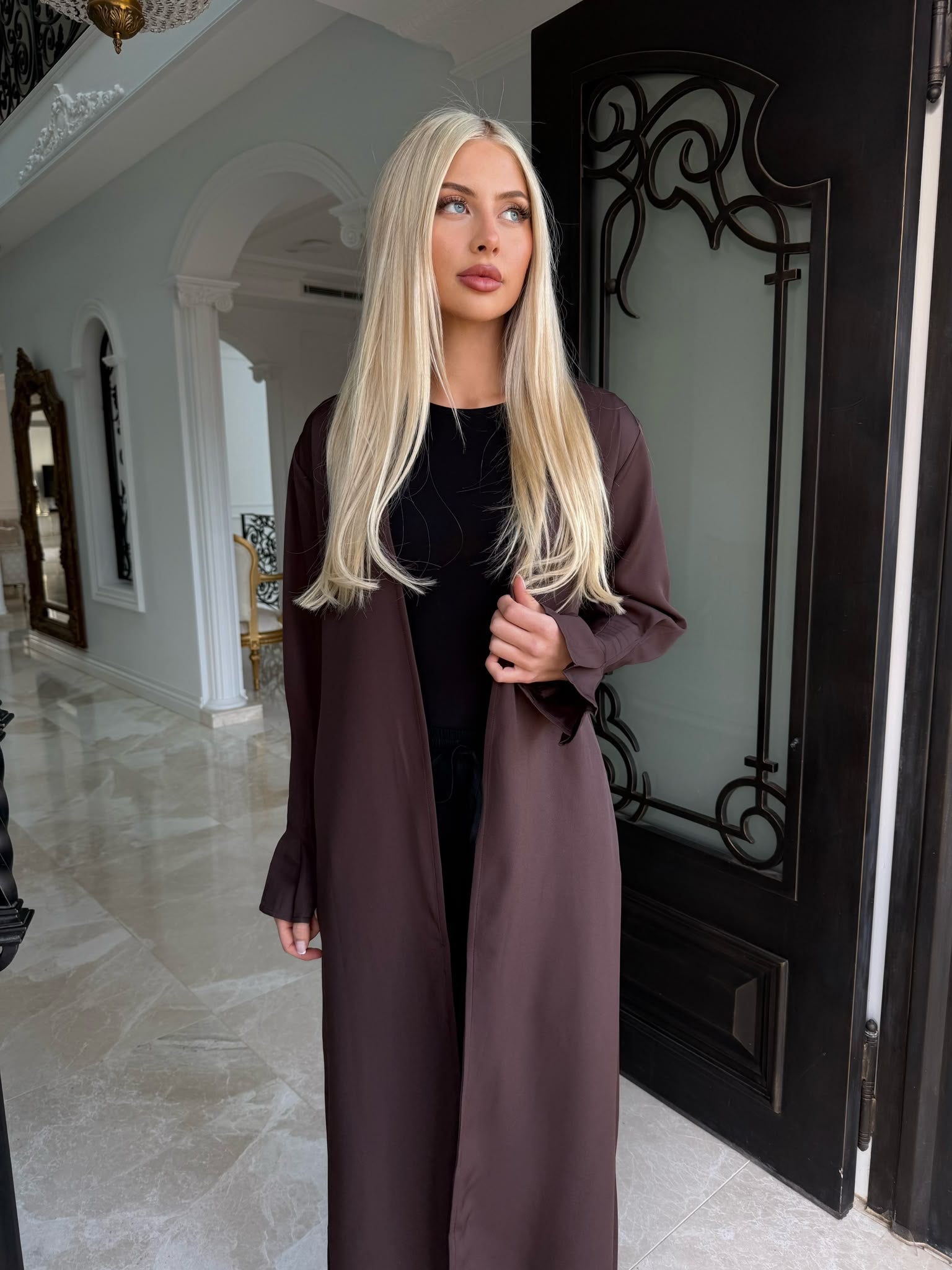 Pleated Open Abaya