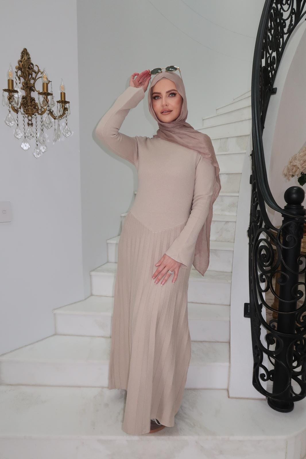 Pleated Knit Dress