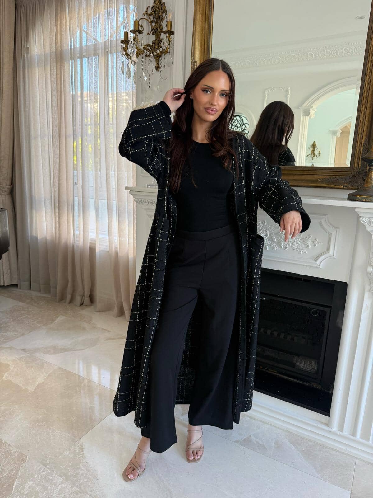 Tweed Pocket Open Abaya