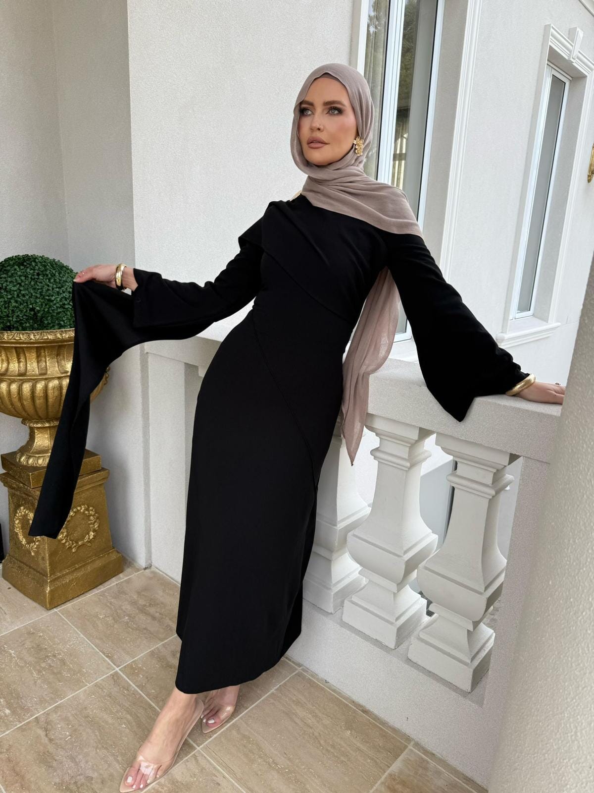 Drape Brooch Dress