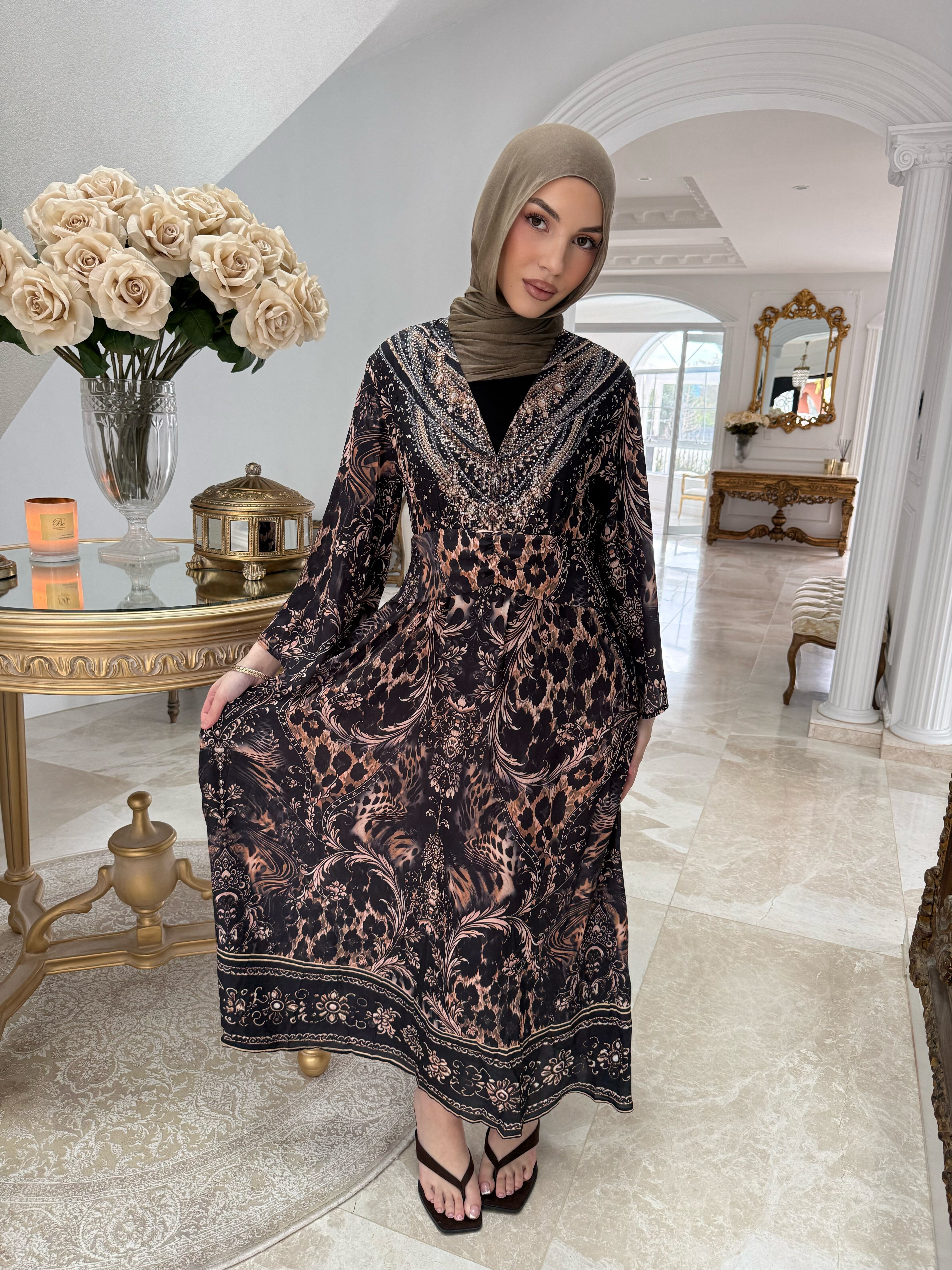 Cheetah Beaded Dress
