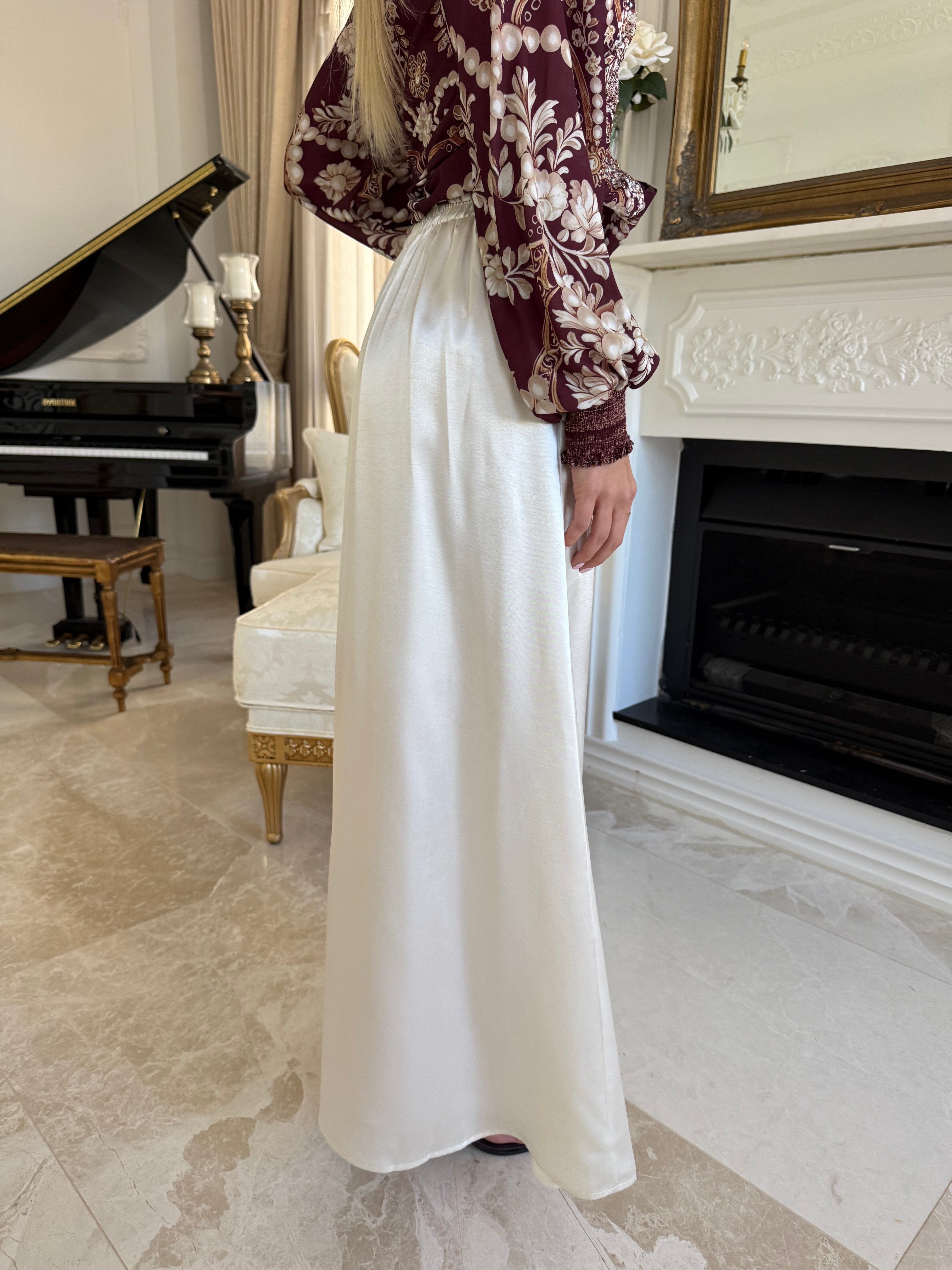 Off White Satin Skirt