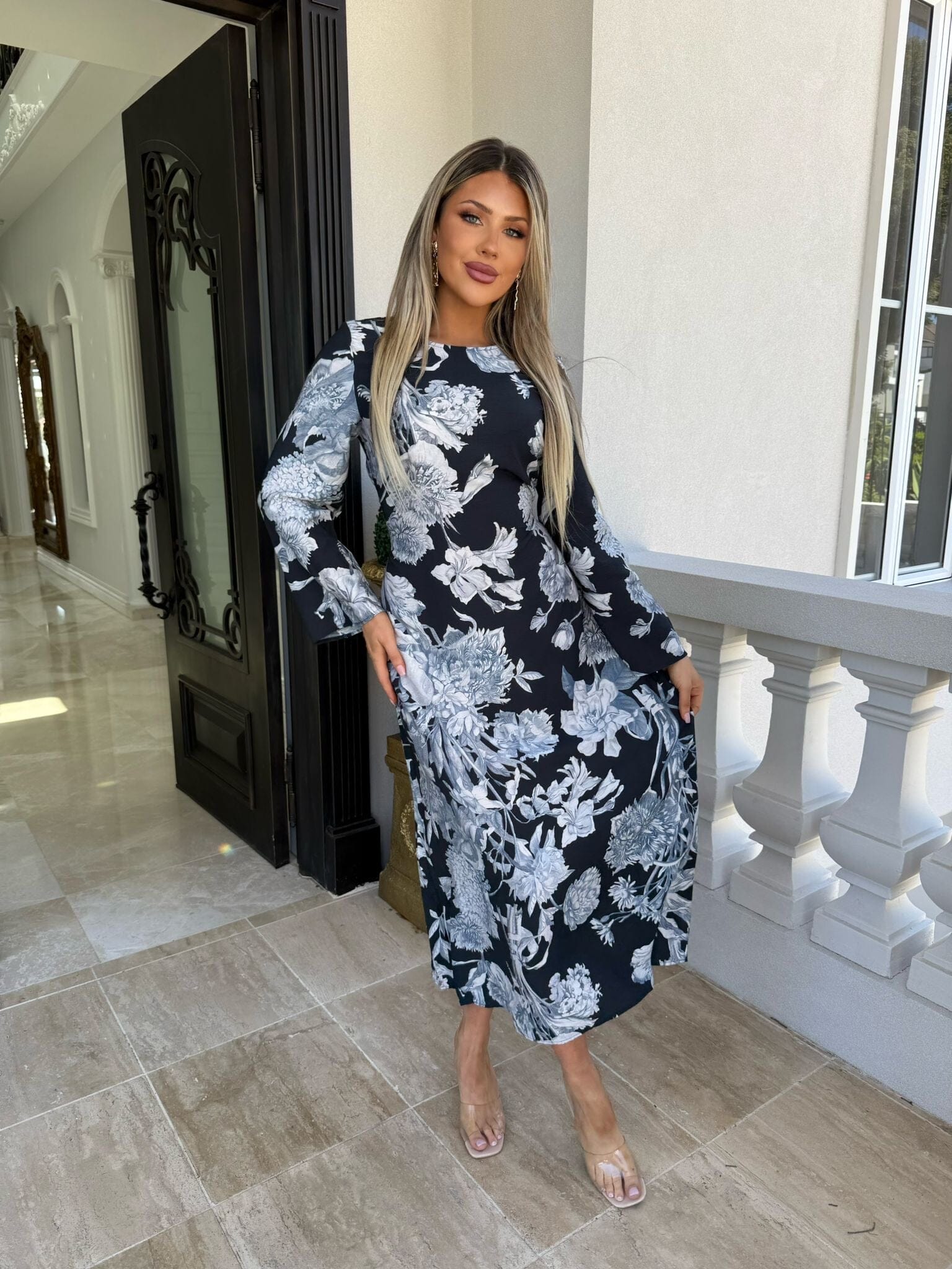 Navy Floral Dress