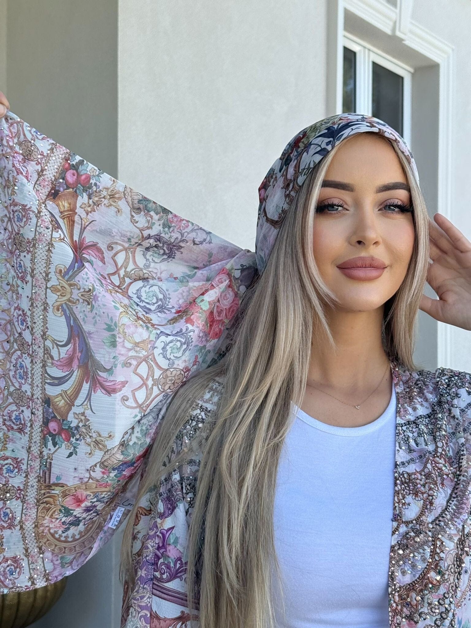 Pink Beaded Shawl