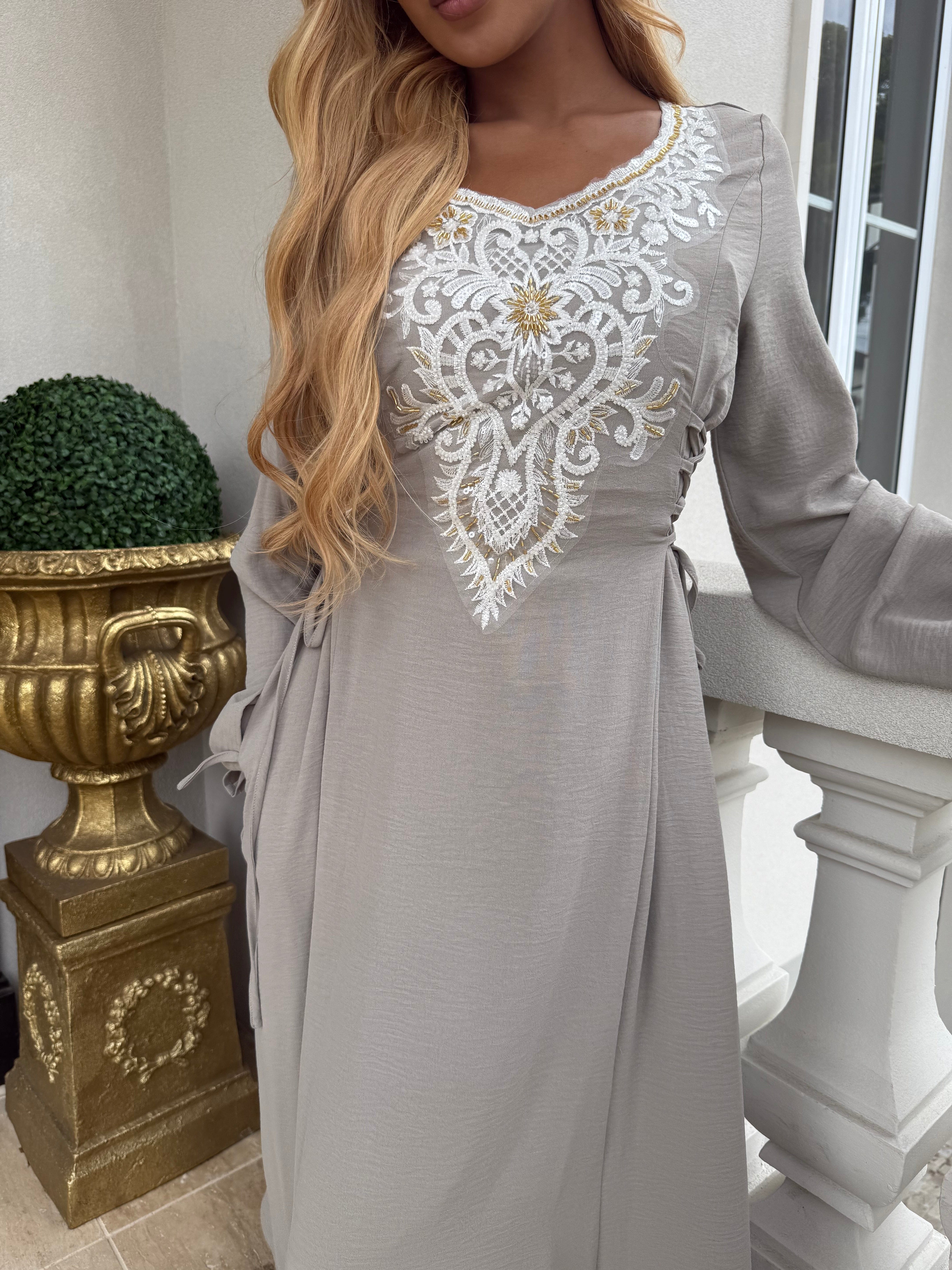 Embroidery Tie Dress
