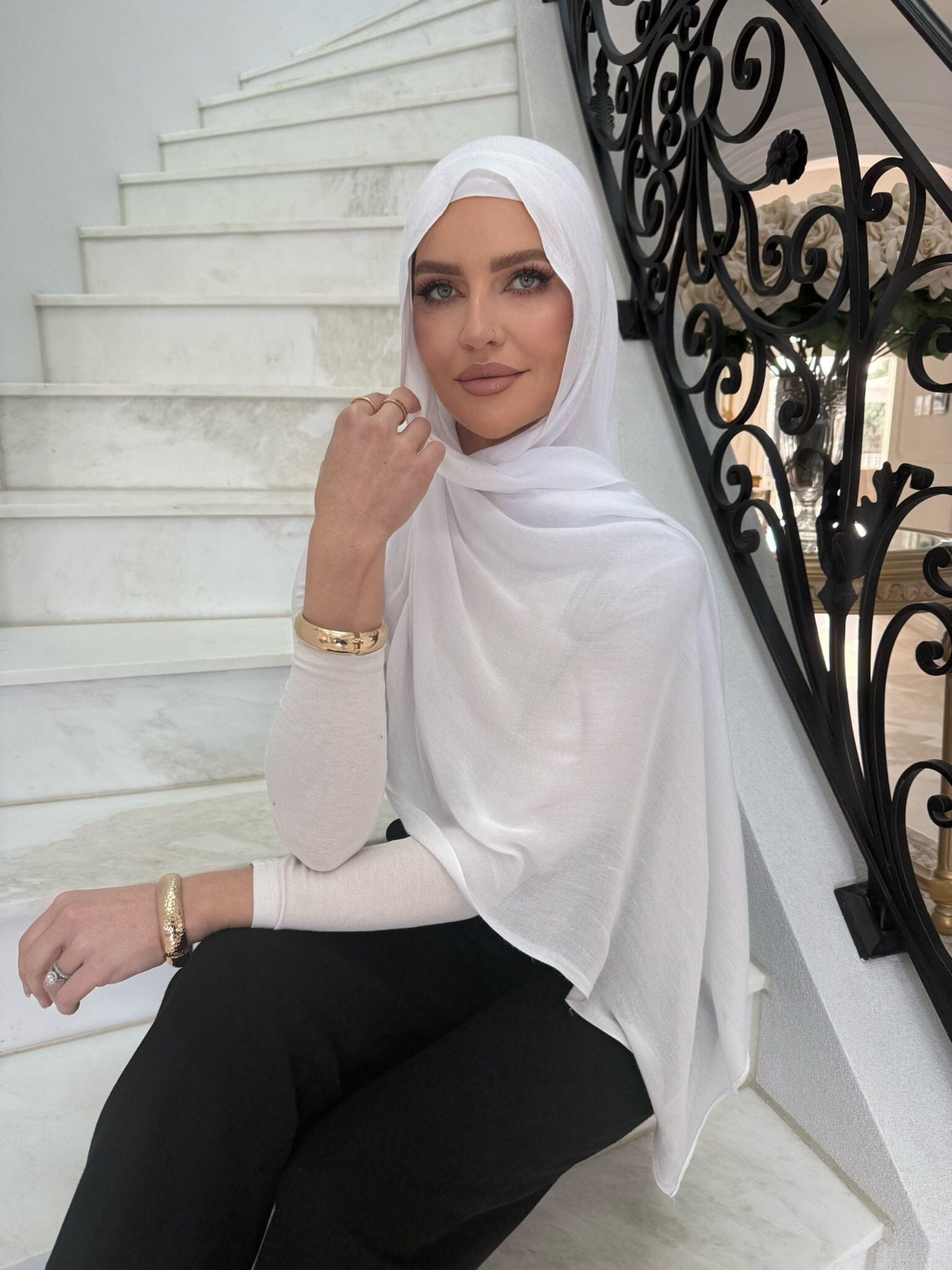 White Hijab Set