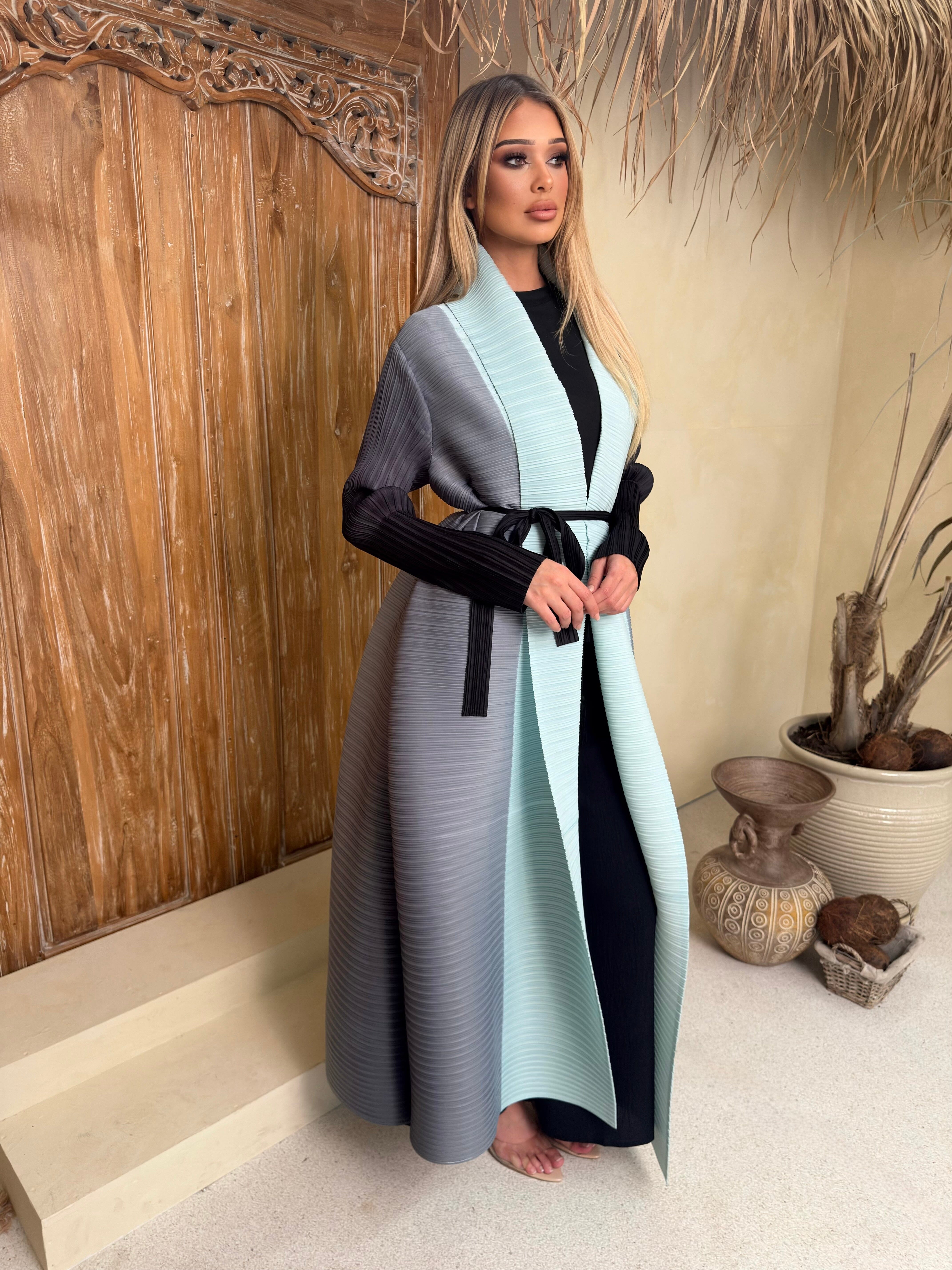 Layali Greys Pleated Abaya