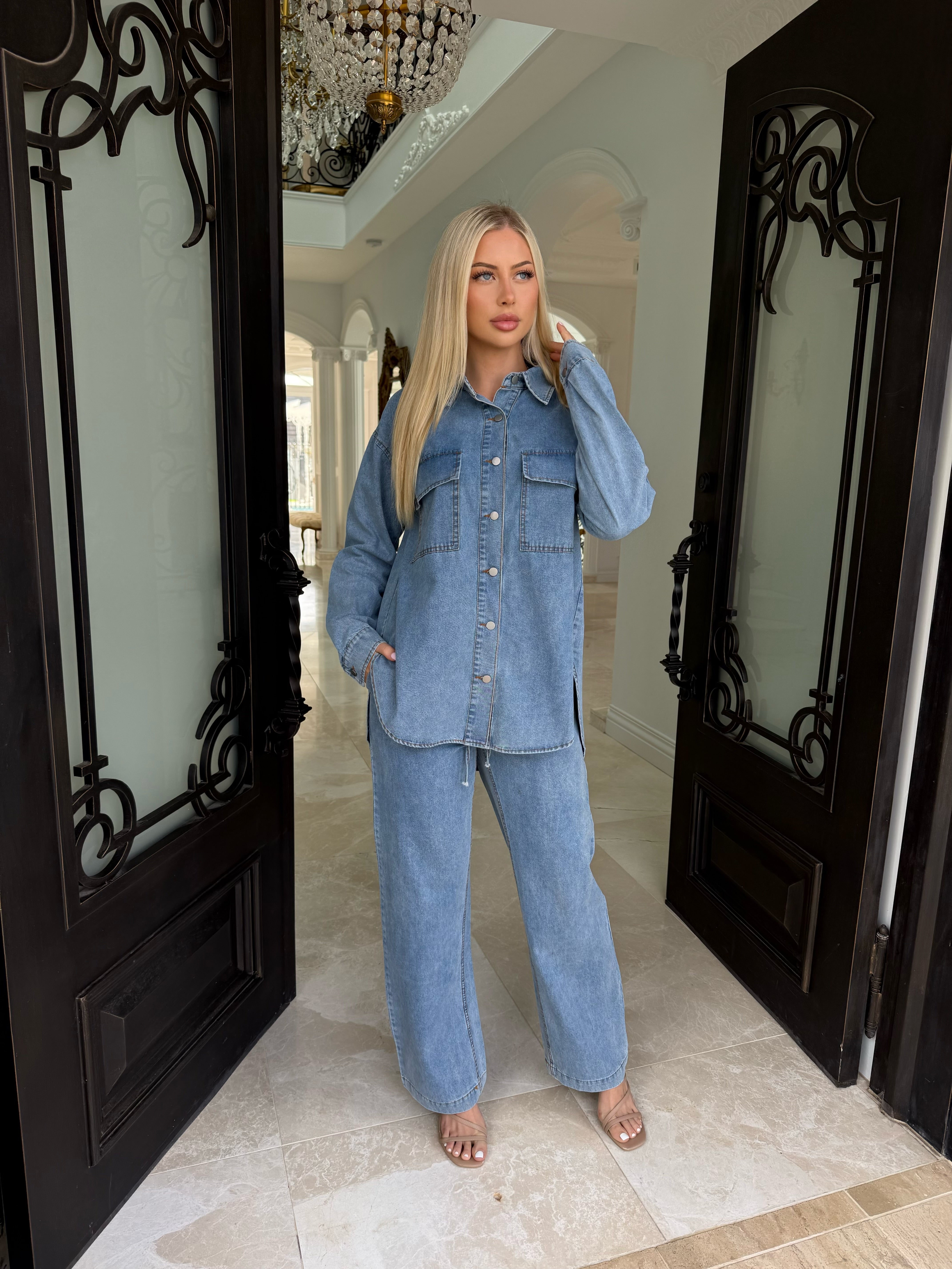 Denin Shacket Set