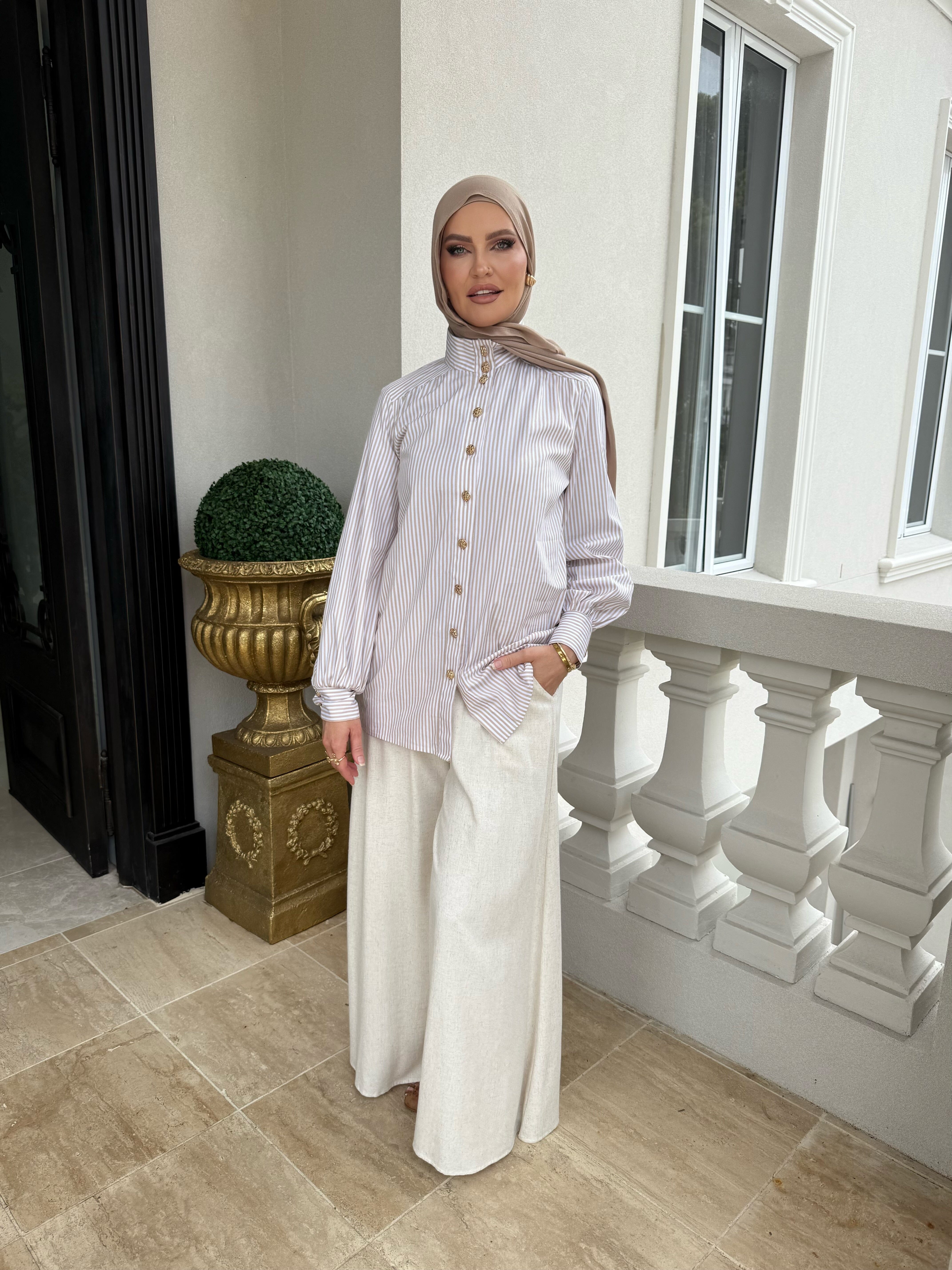 Stripe Gold Button Shirt