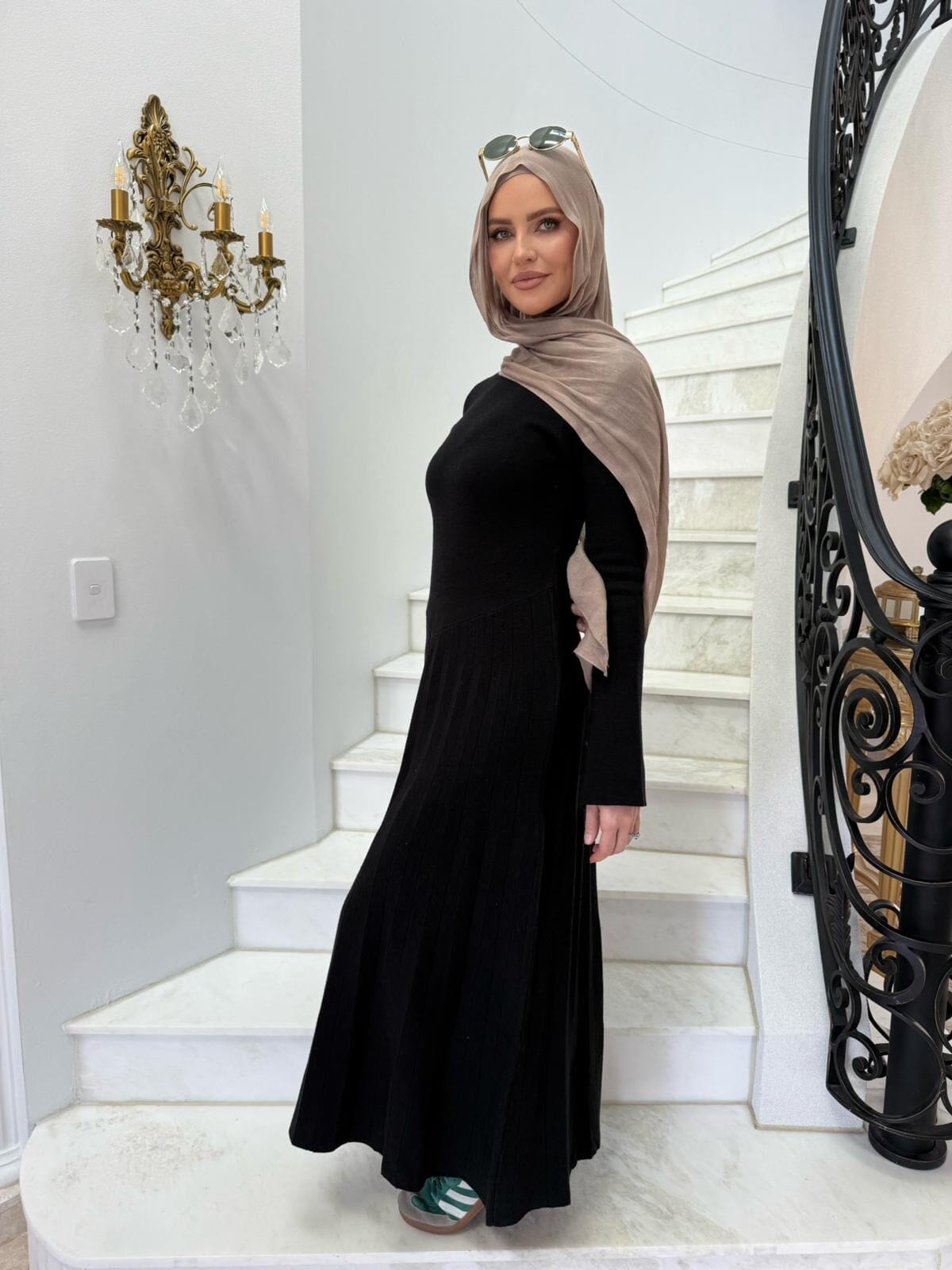 Pleated Knit Dress