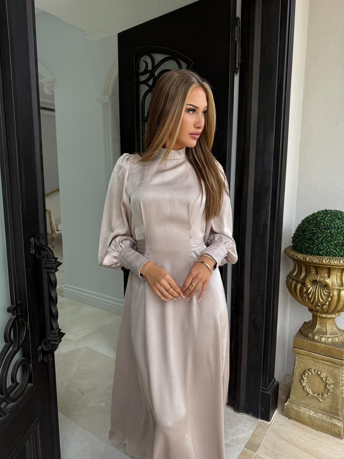 Layali Satin Back Tie Dress