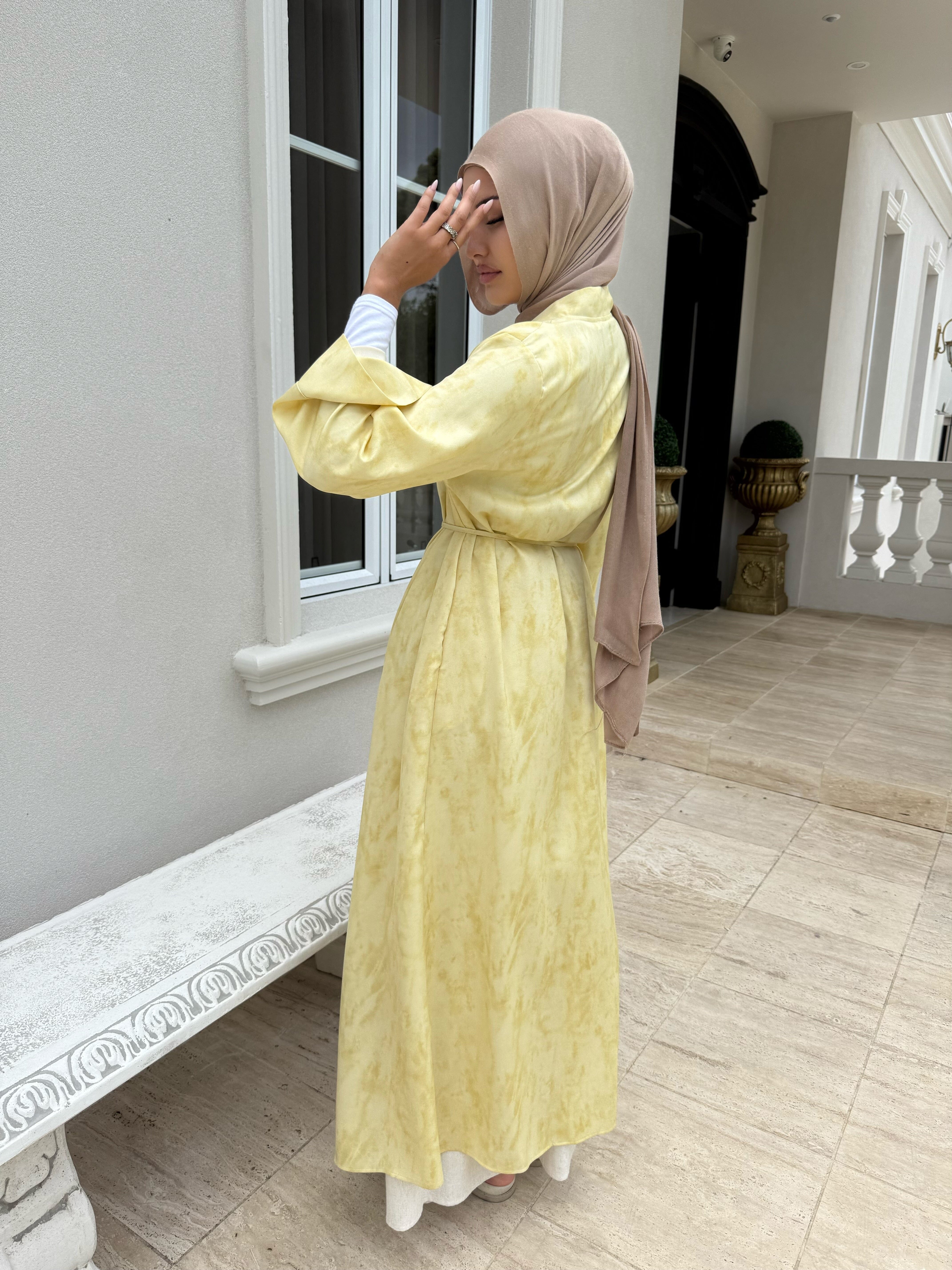 Satin Textured Open Abaya