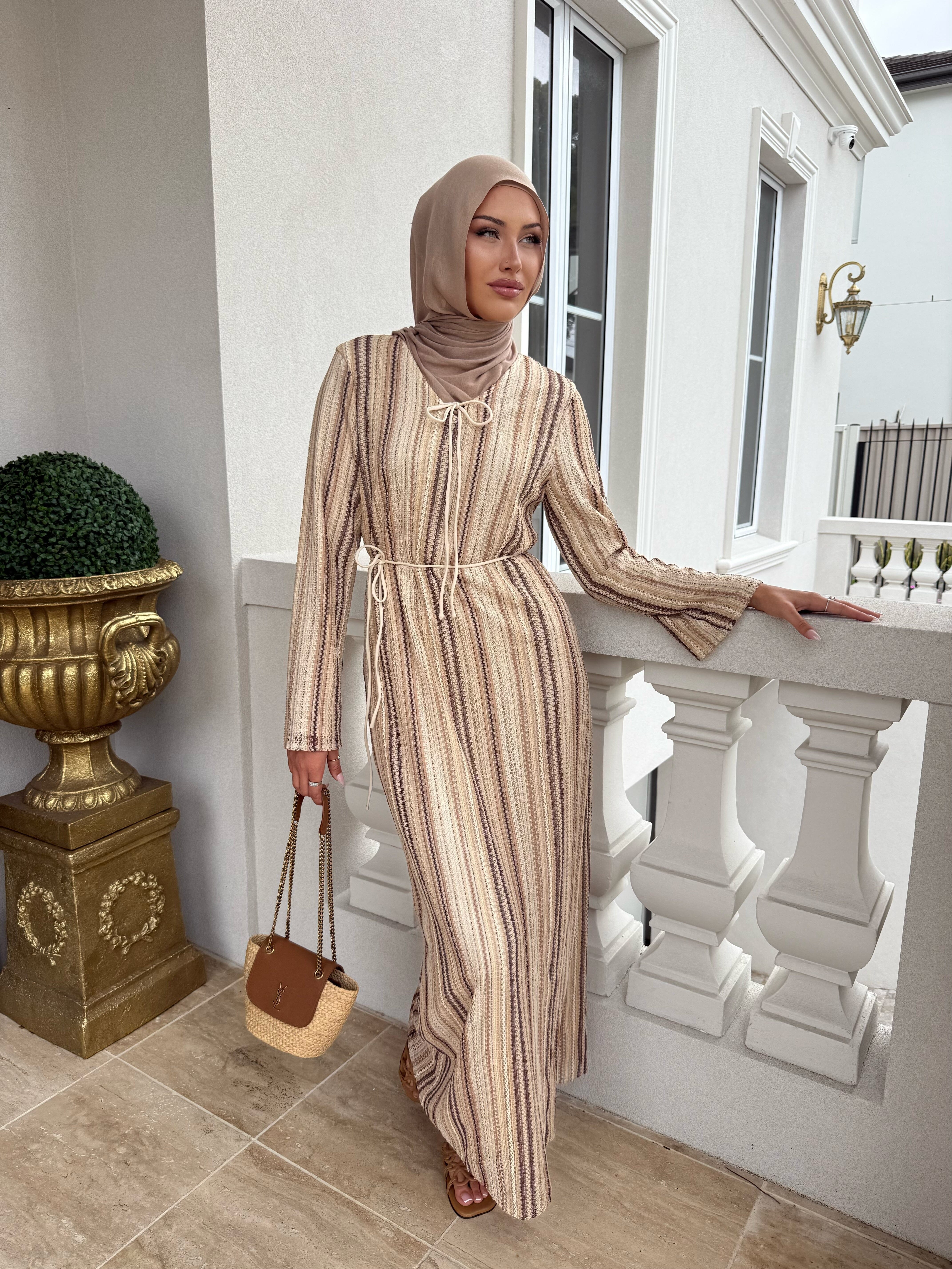 Tan Crochet Maxi