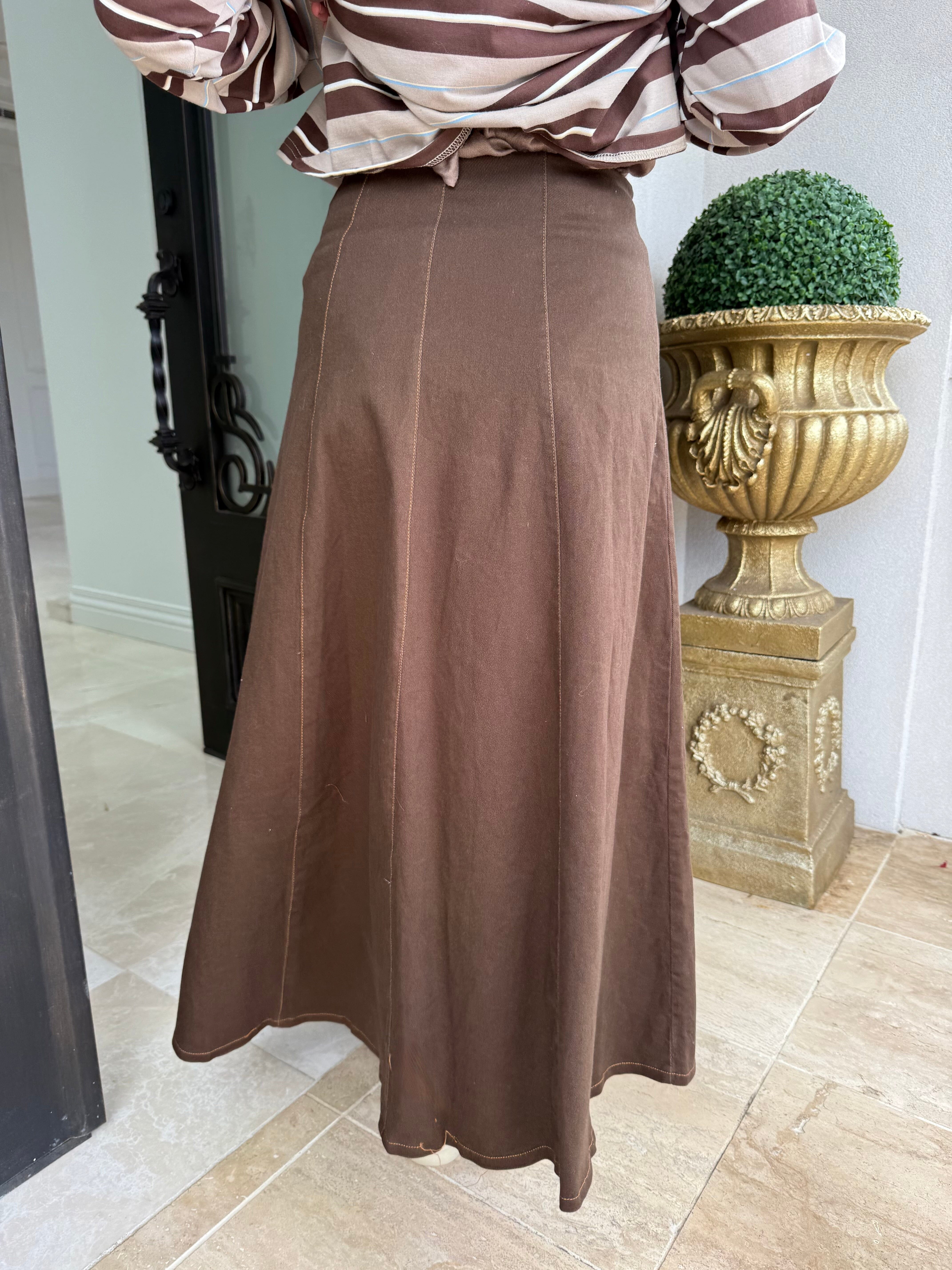 A-Line Pipping Denin Skirt