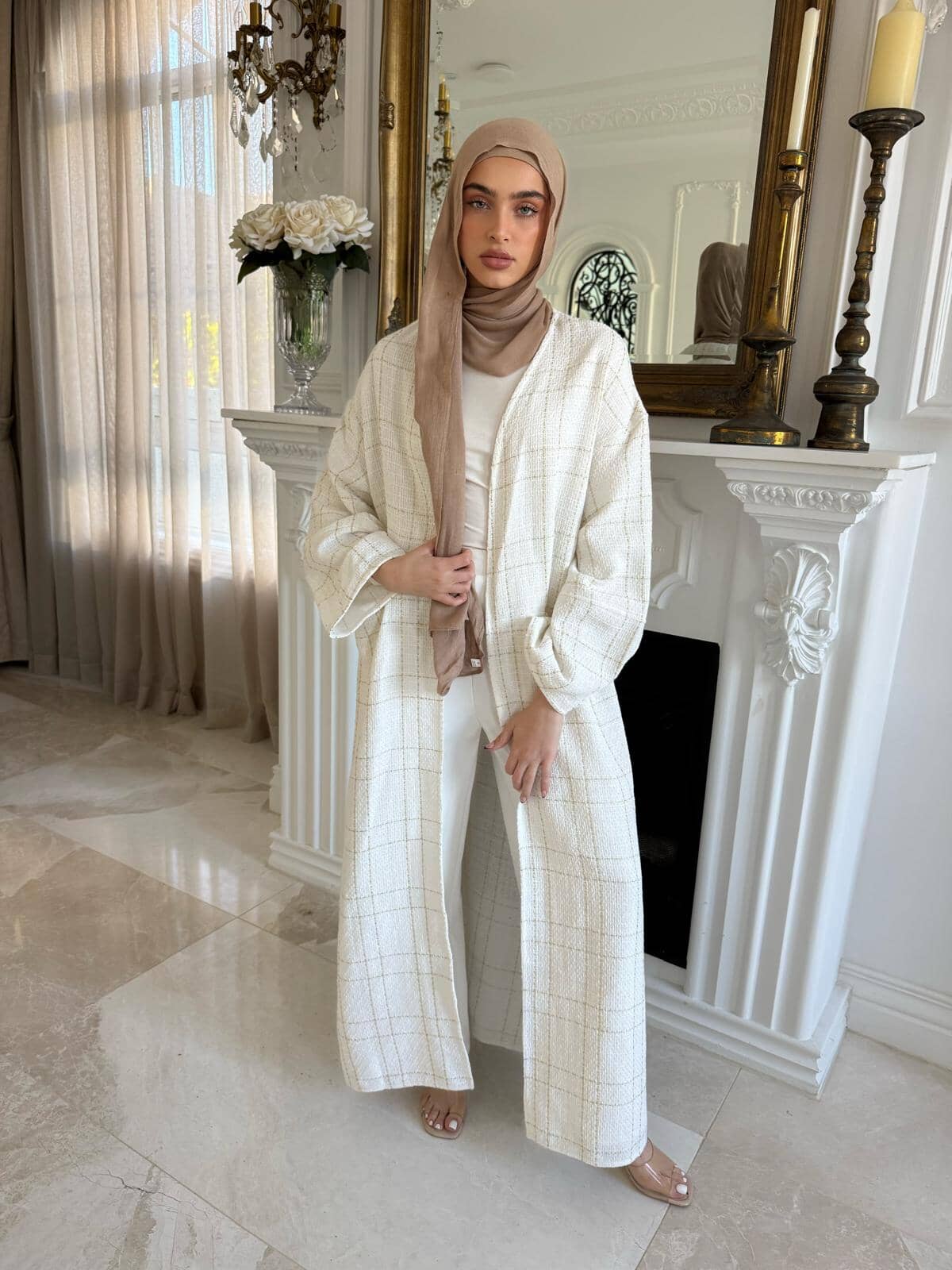 Tweed Pocket Open Abaya