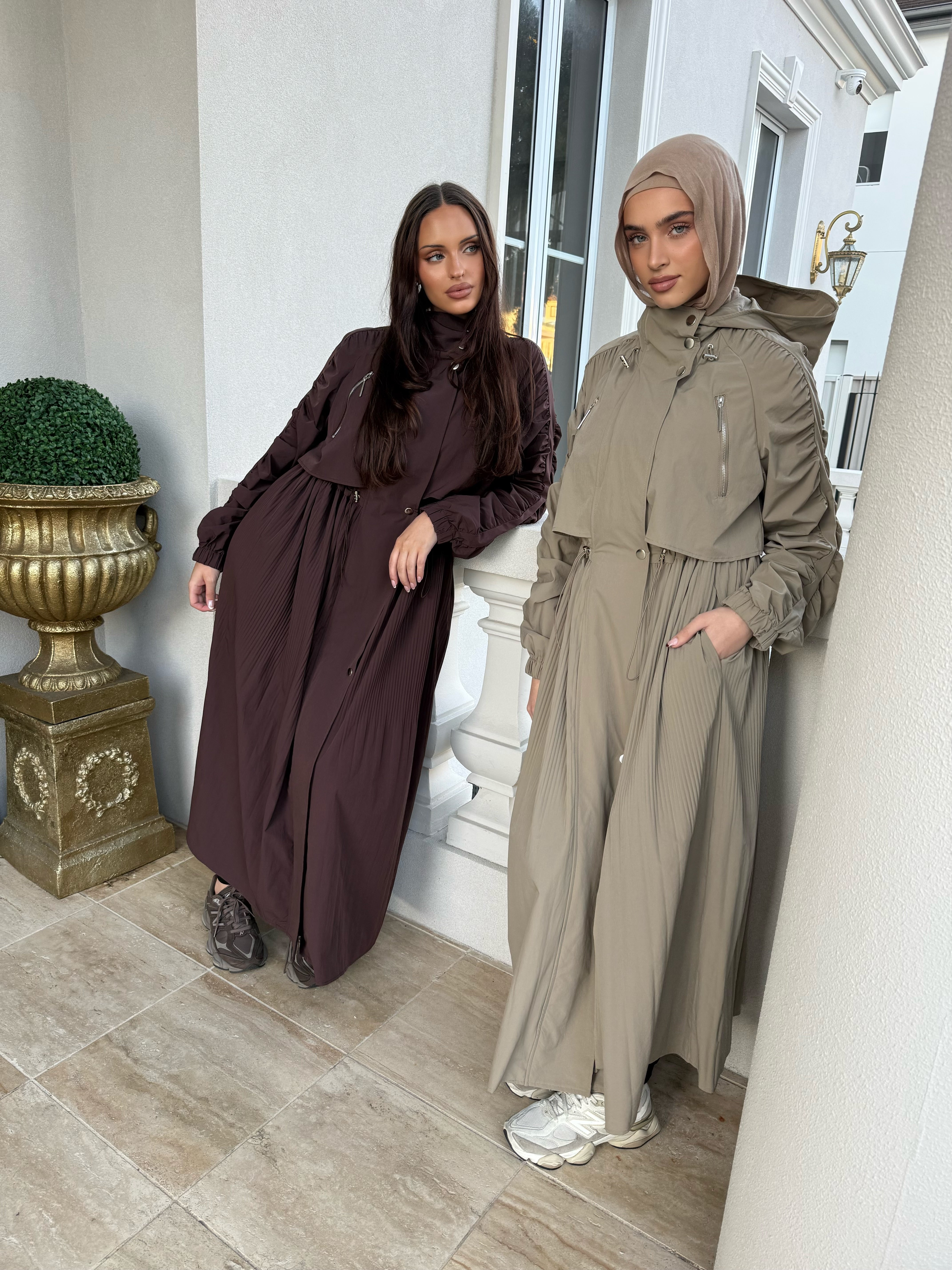 Pleated Draw-String Trench