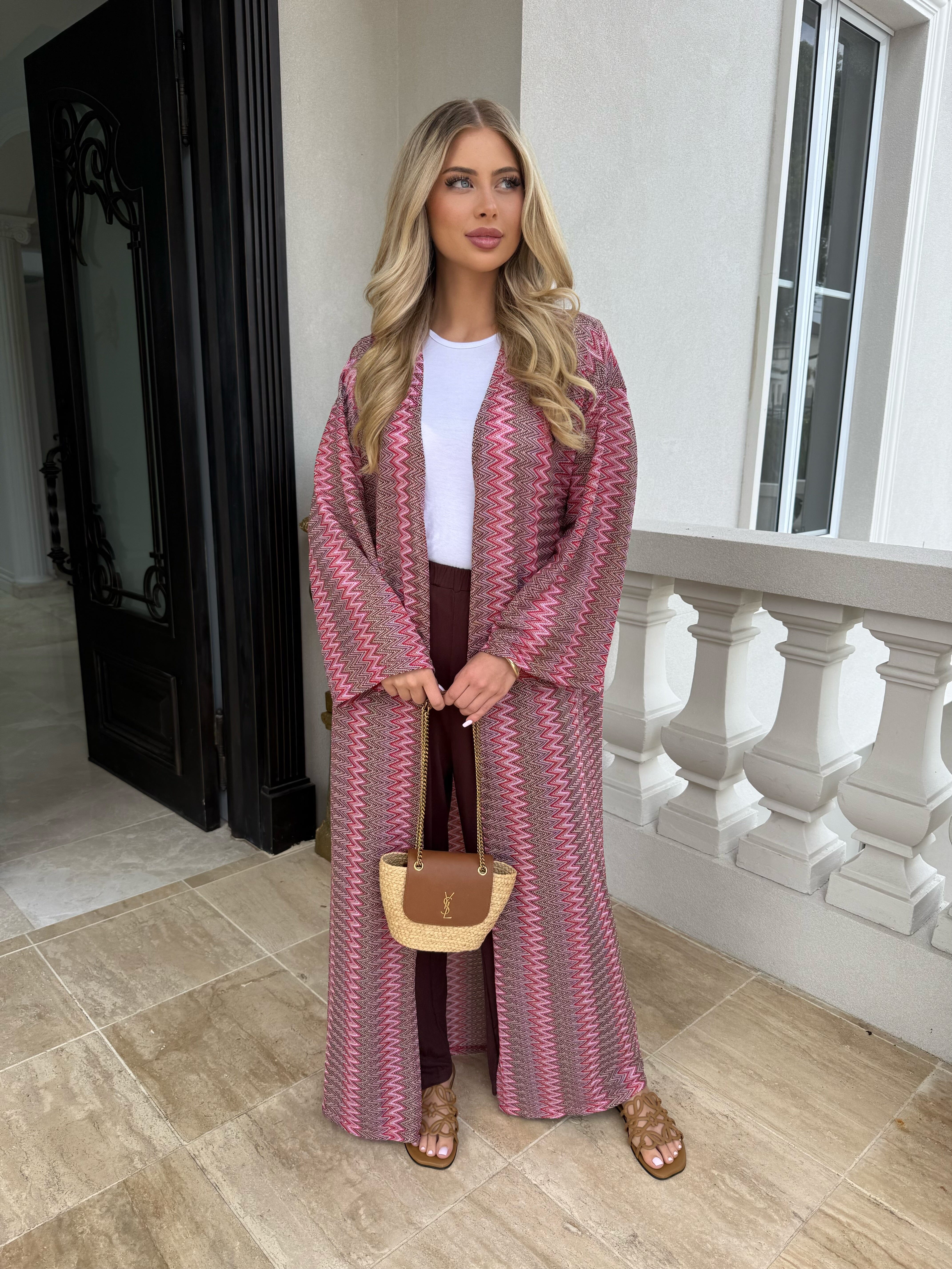 Pink Aztec Crochet Abaya