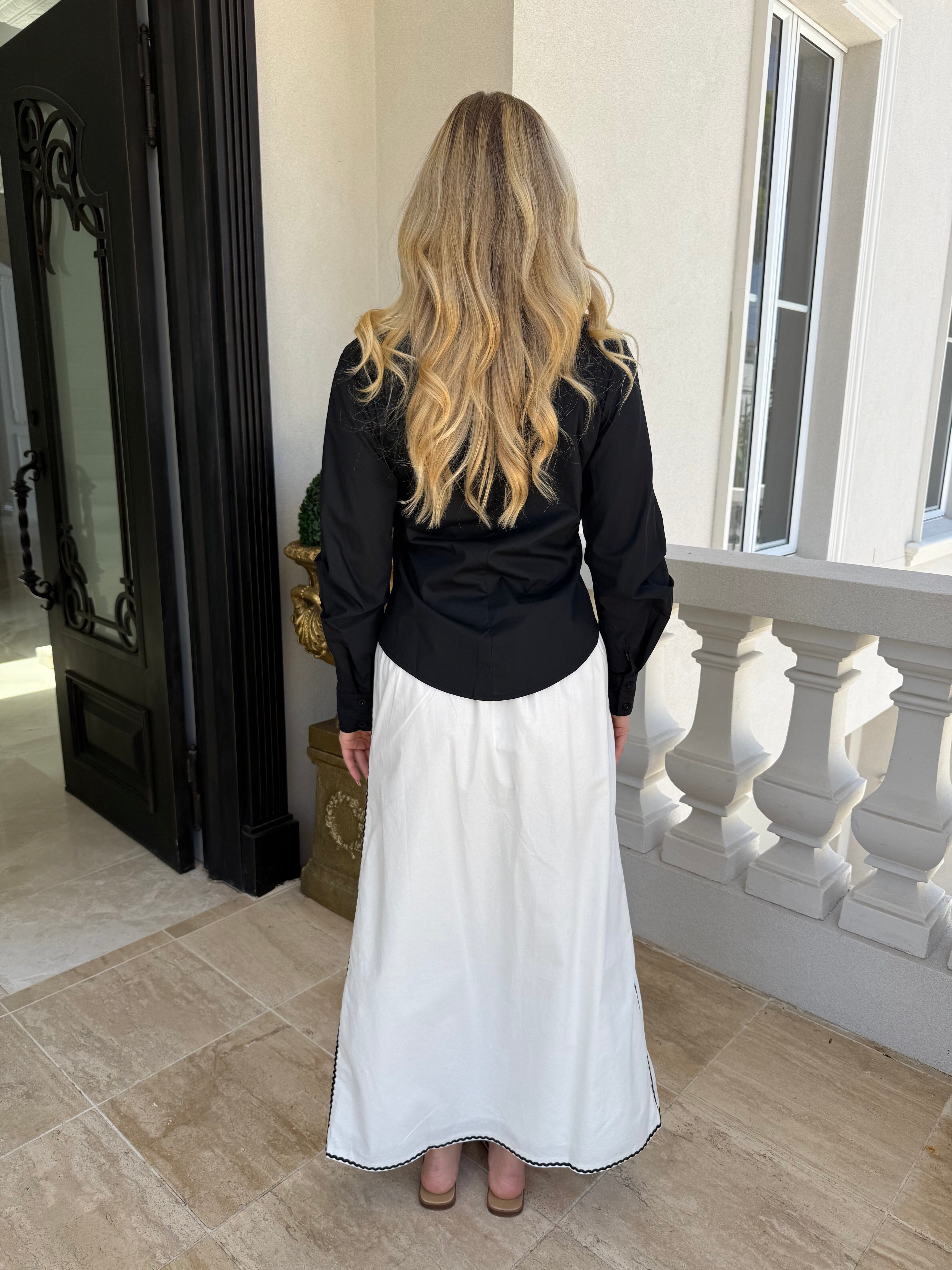 Trimmed Linen Skirt