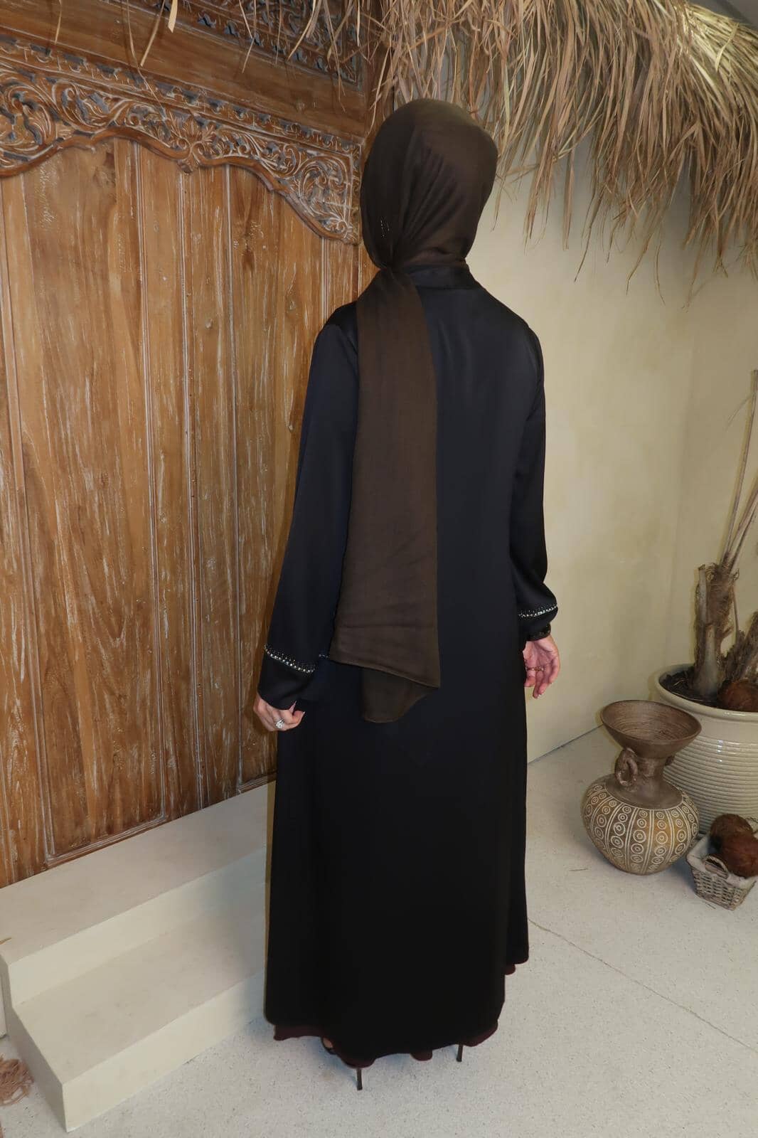 Layali Trim Satin Abaya