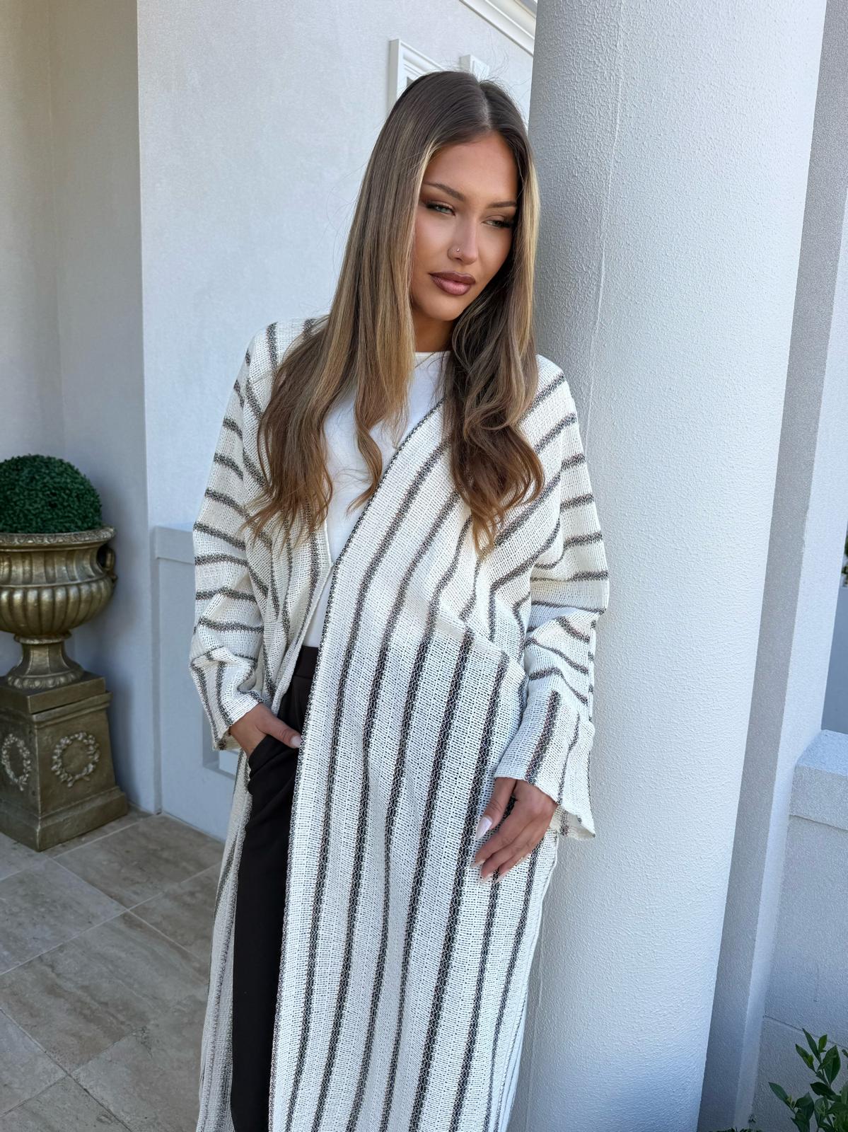 Stripe Crochet Kimono