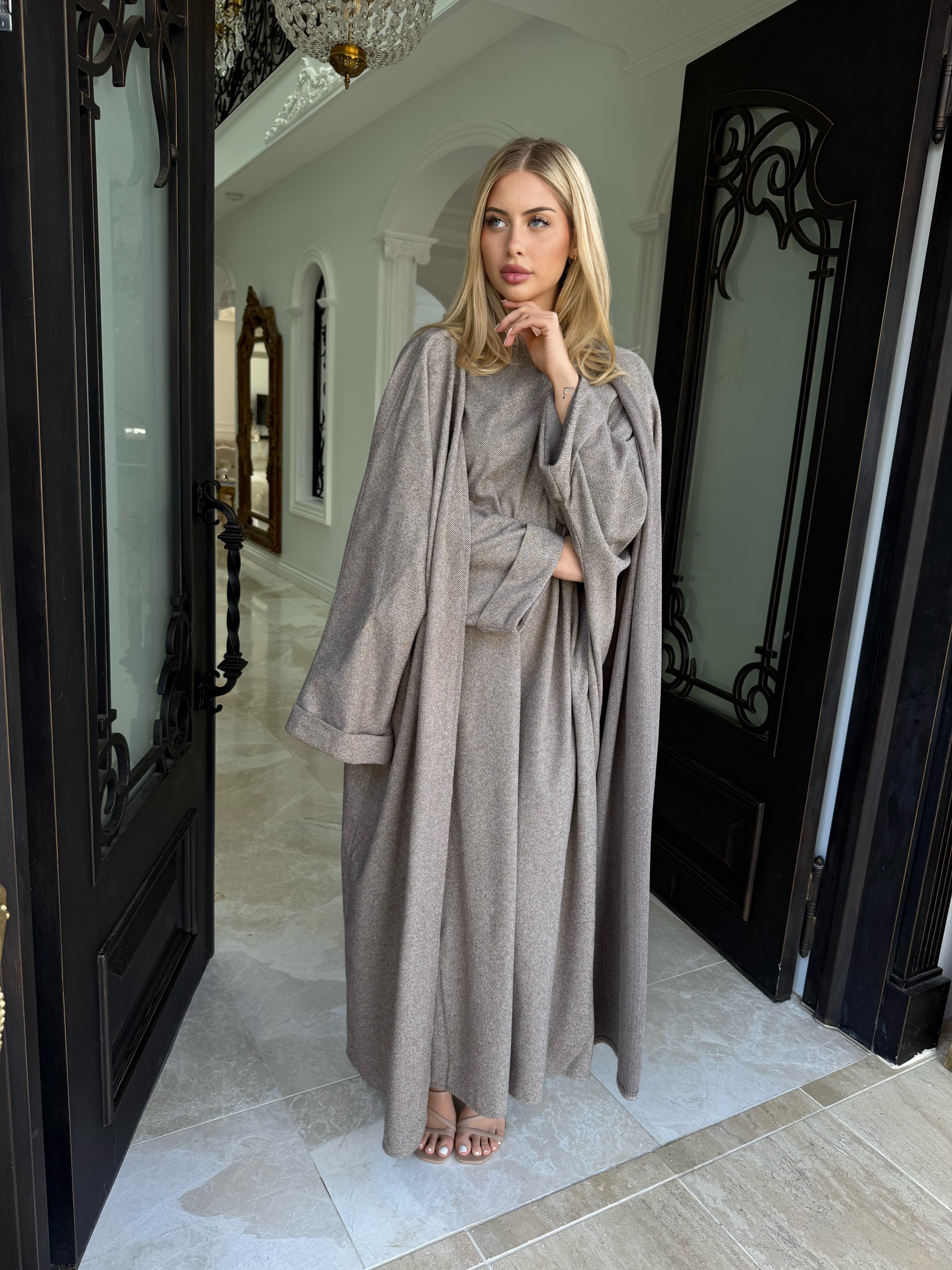 Textured Winter Open Abaya
