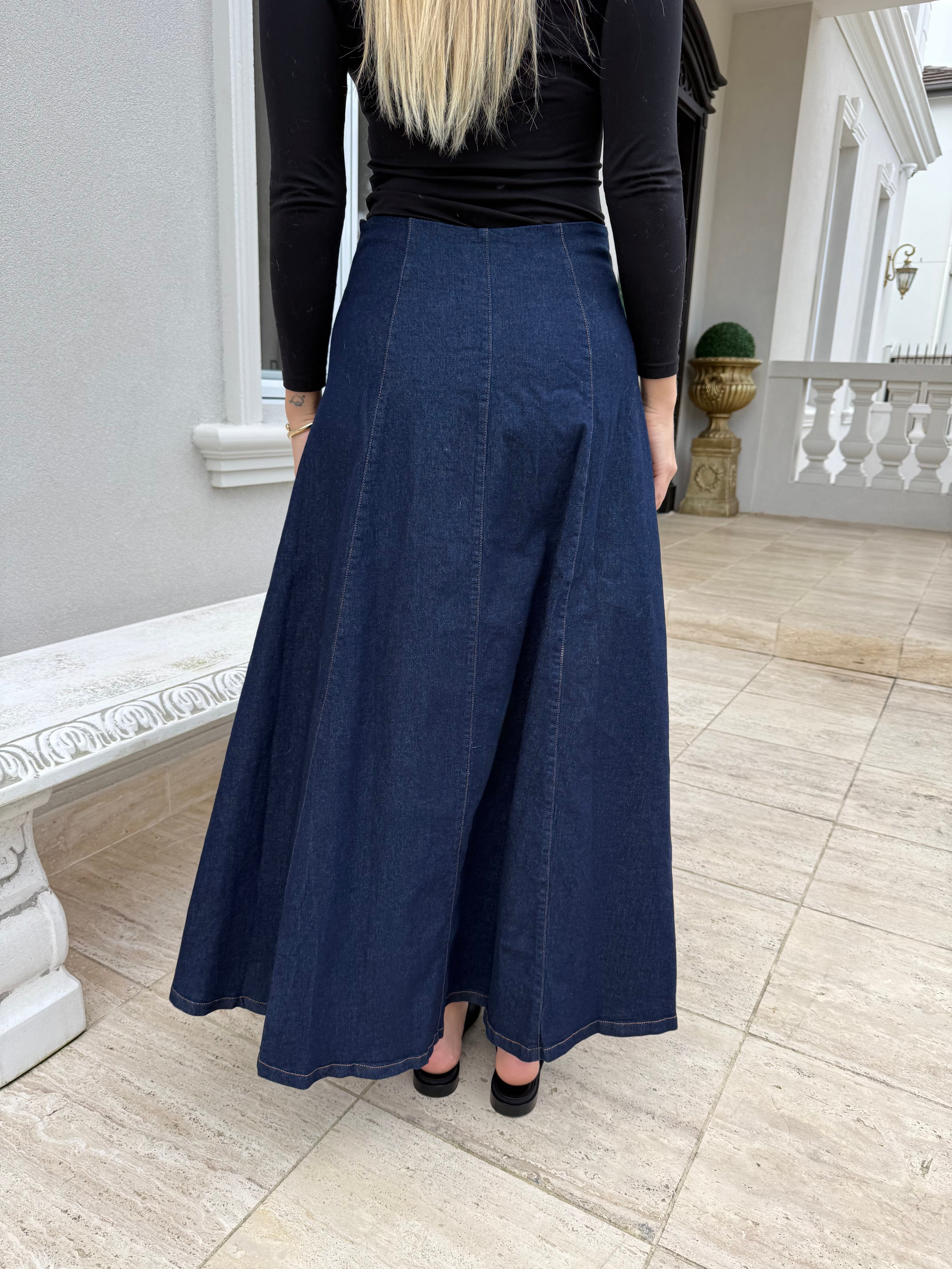 A-Line Pipping Denin Skirt