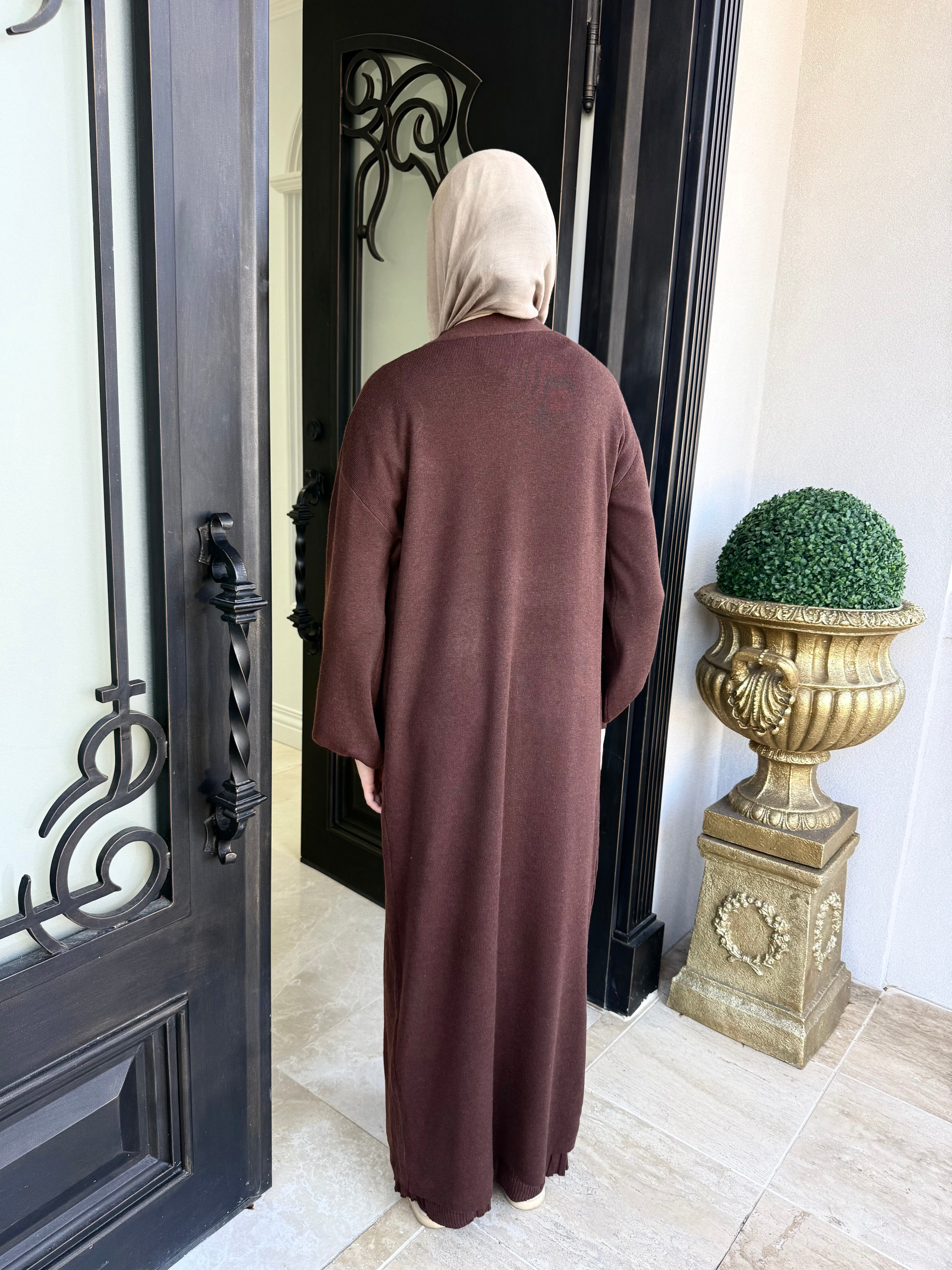 Ribbed Knit Abaya Set