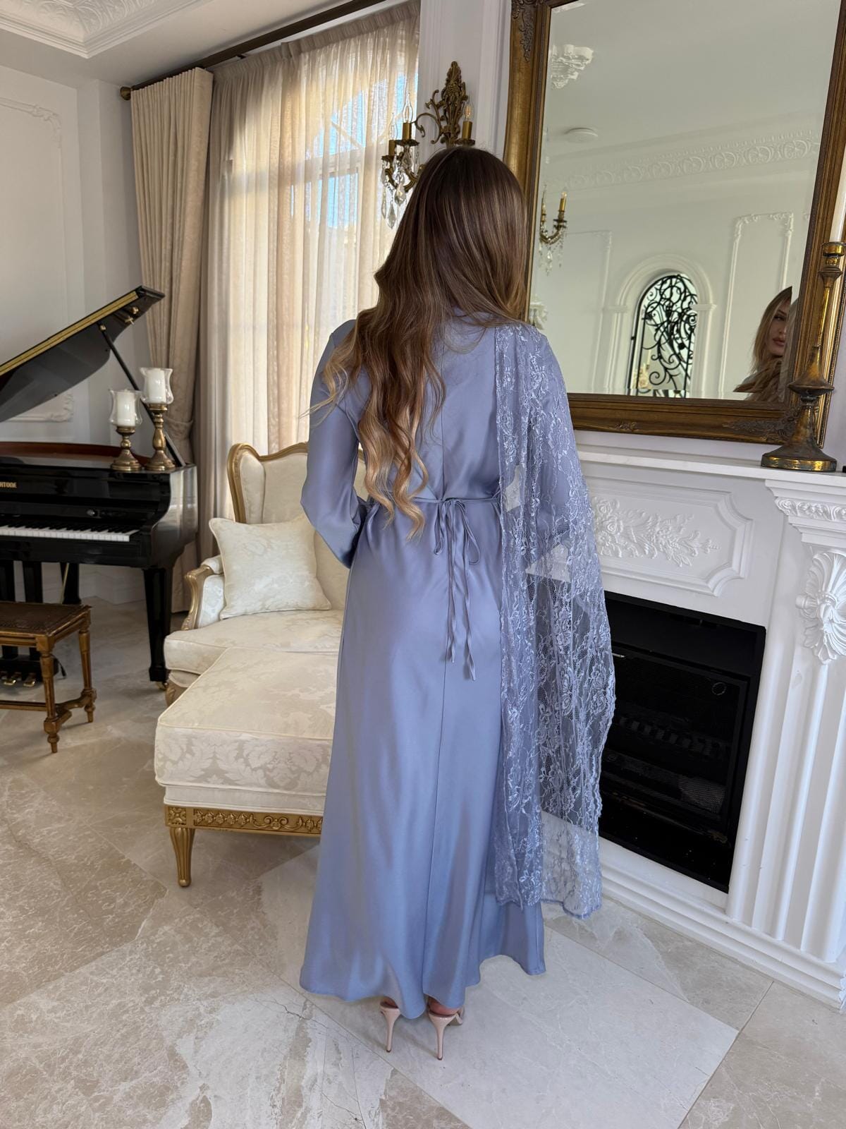 Satin Lace Throw Gown