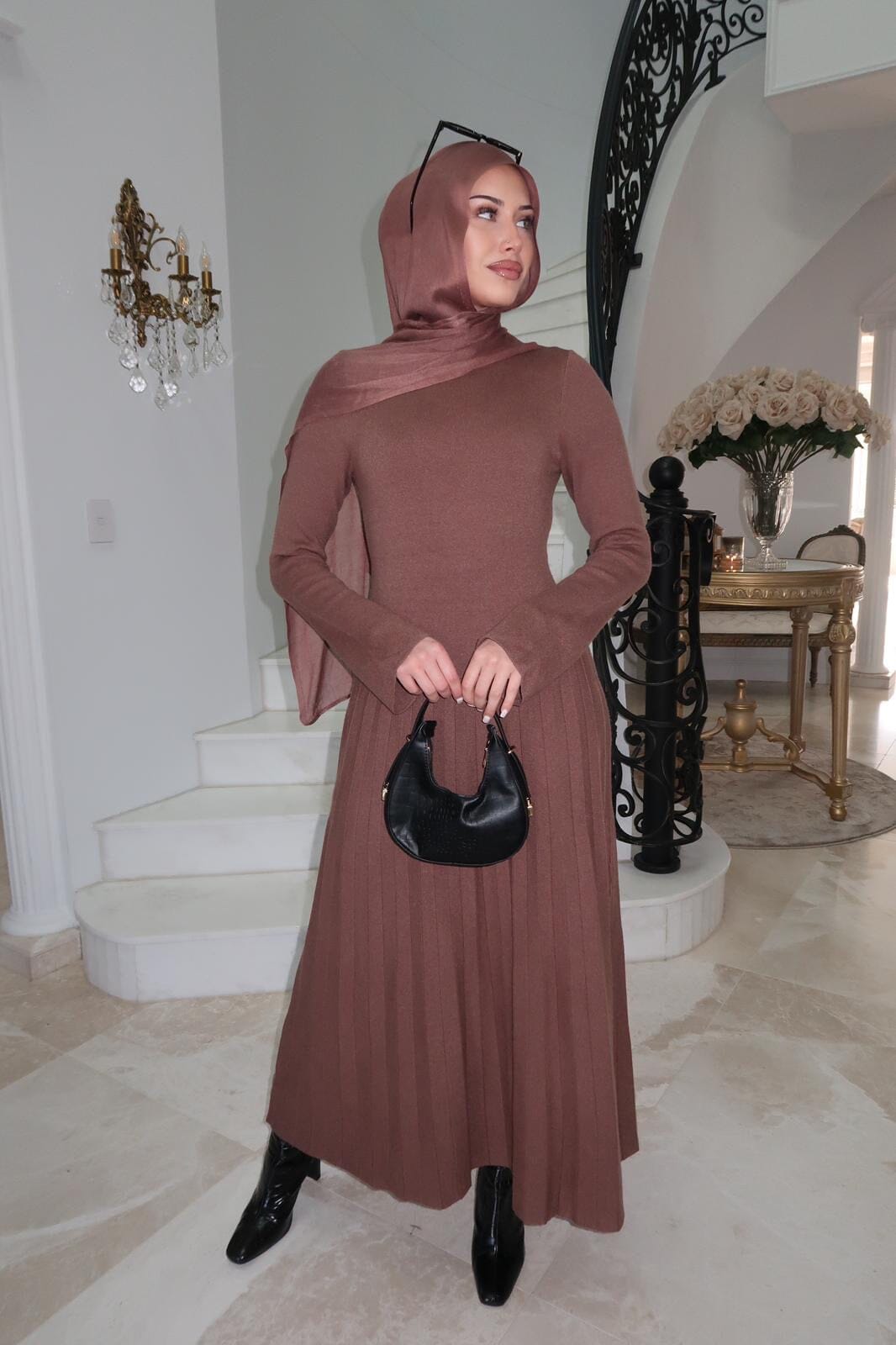 Pleated Knit Dress