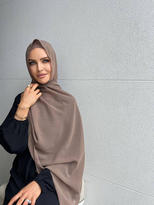 Tan Chiffon Hijab Set