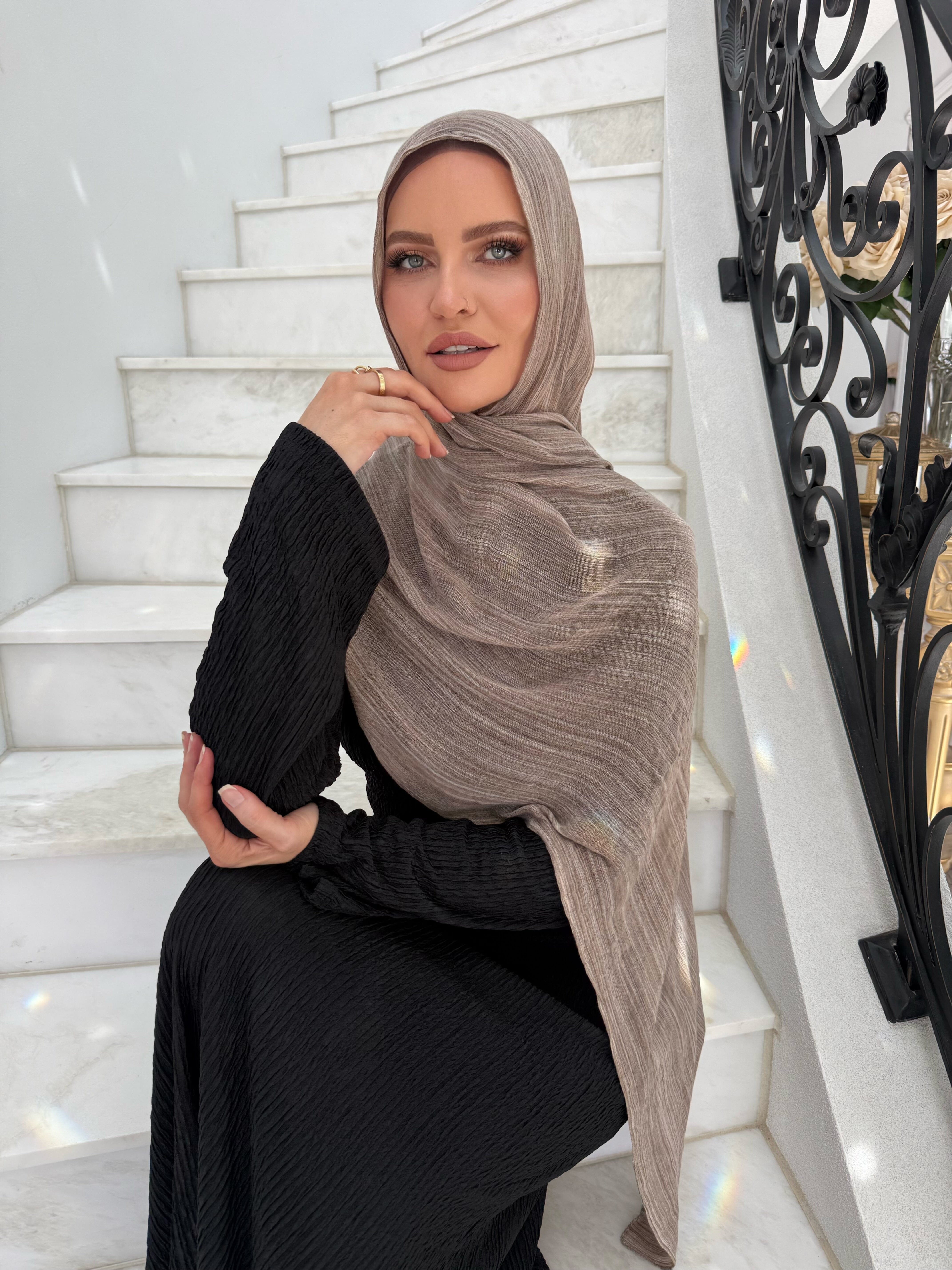 Taupe Stripe Crinkle