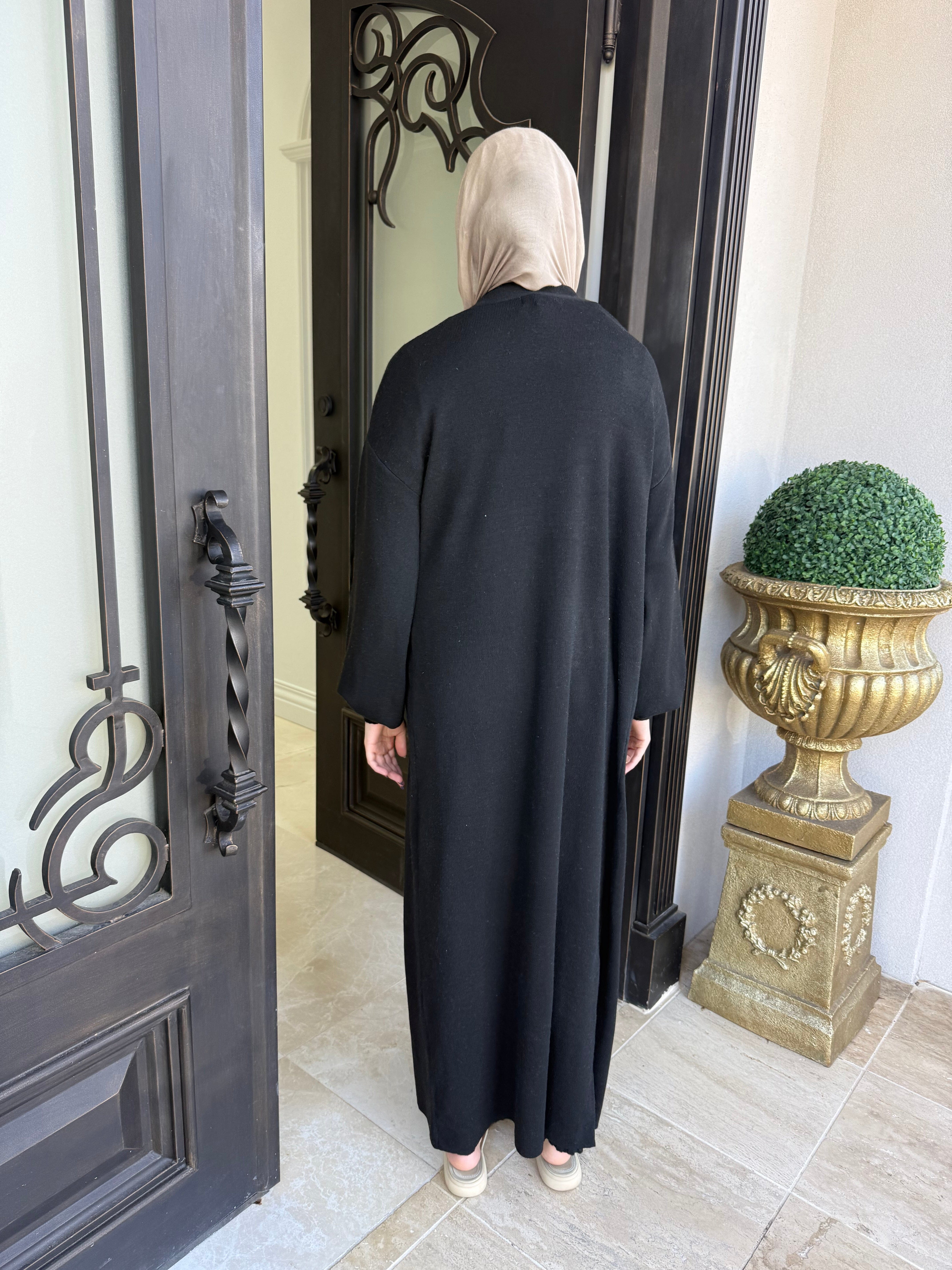 Ribbed Knit Abaya Set