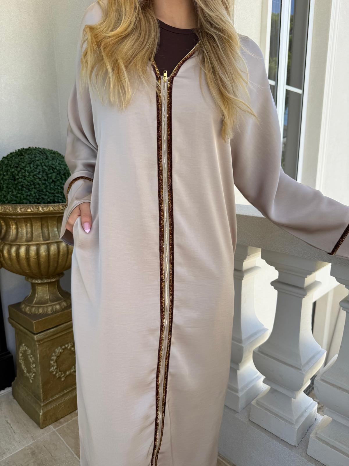 Satin Trimmed Abaya