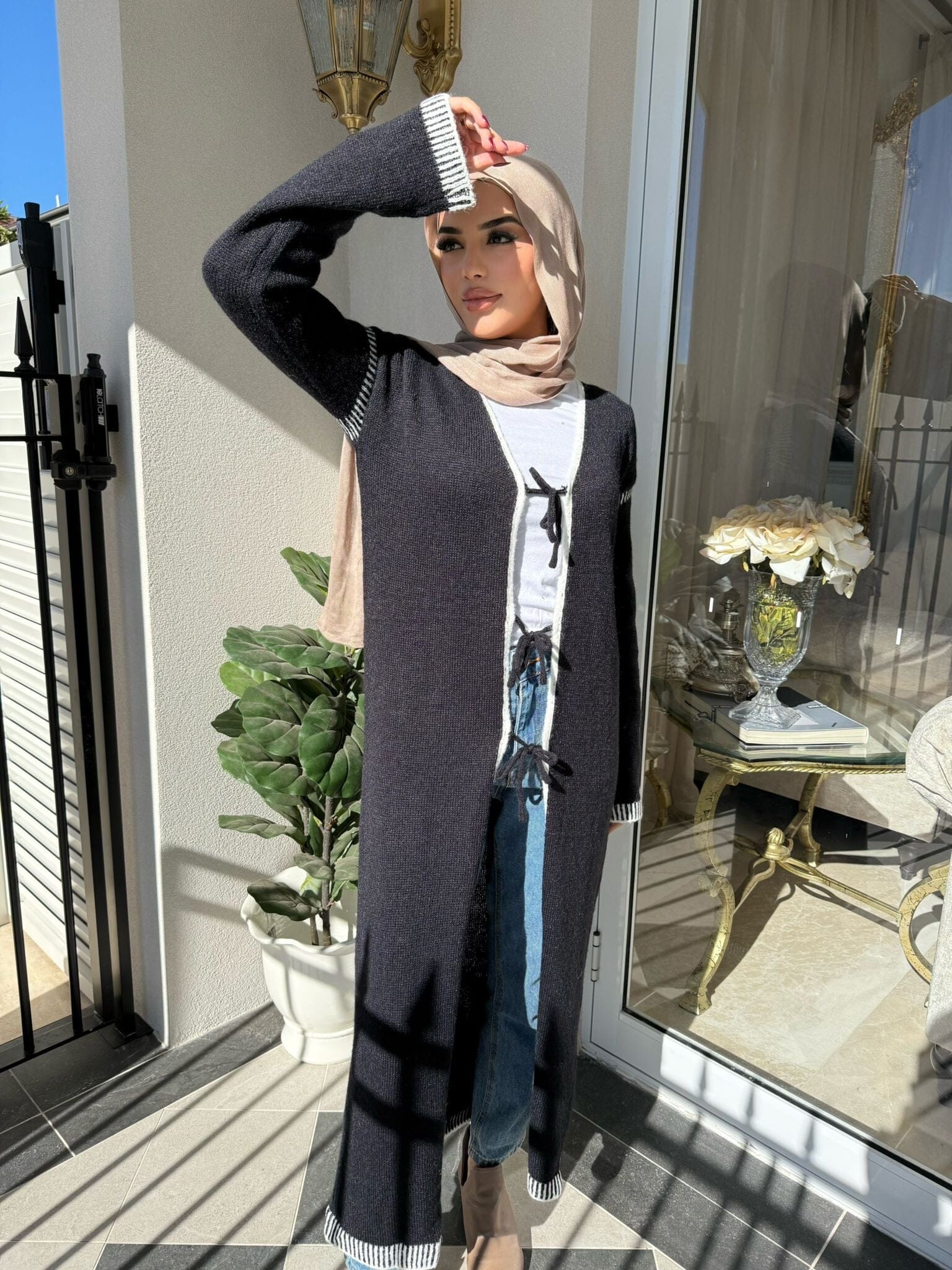 Trim Bow Knit Cardigan