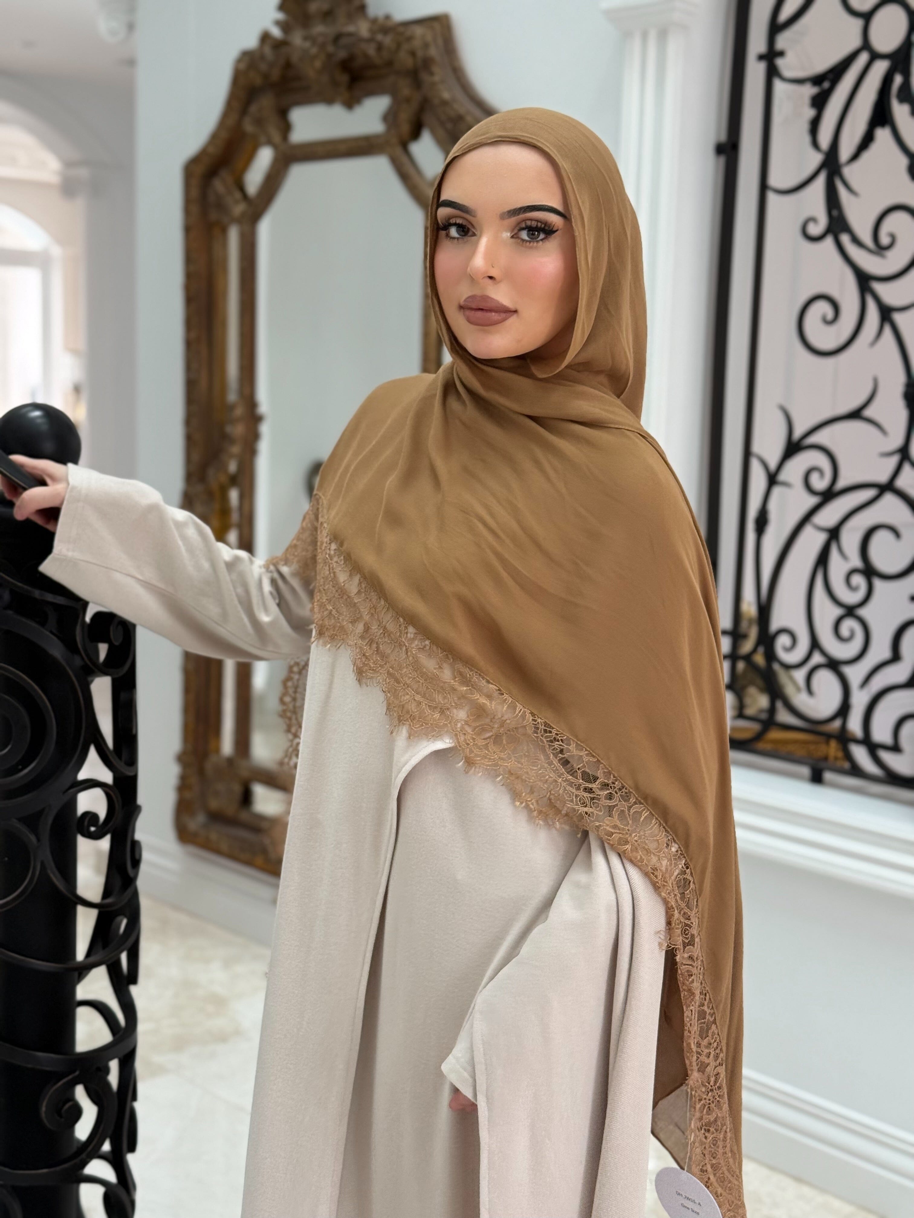 Tan Lace Modal Shawl