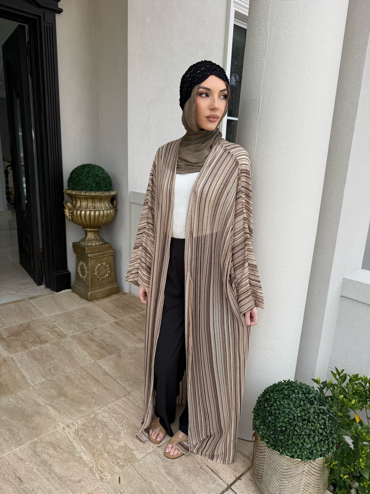 Mocha Crochet Kimono