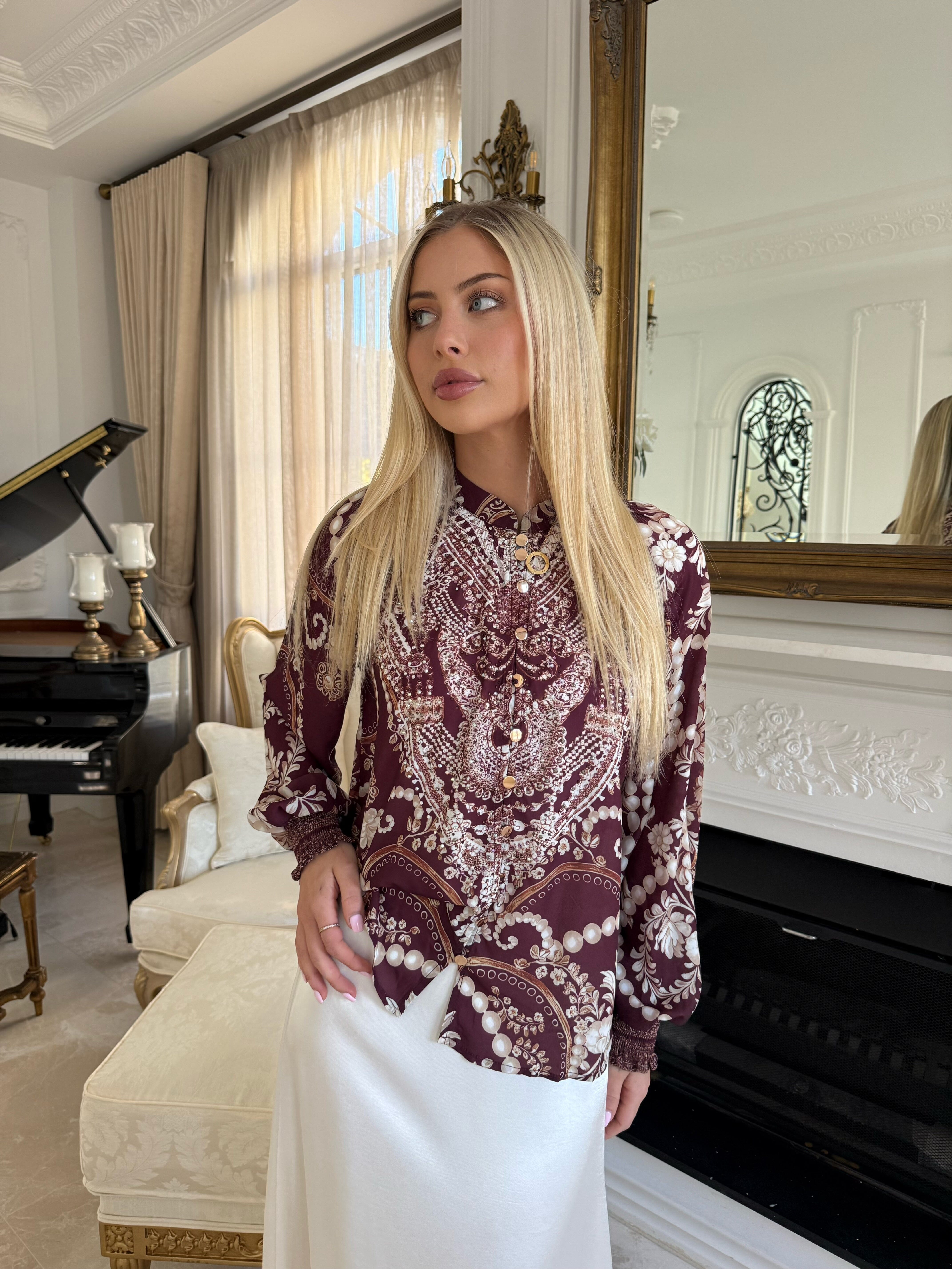 Plum Beaded Blouse