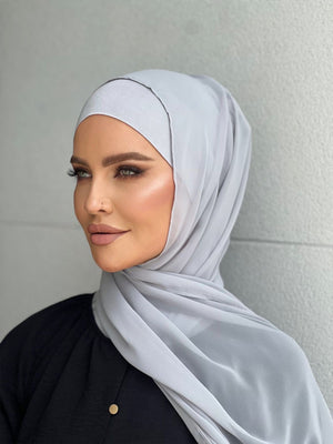 Silver Chiffon Hijab Set