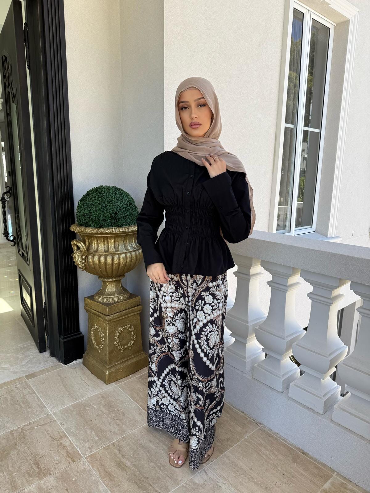 Black Delta Beaded Pants