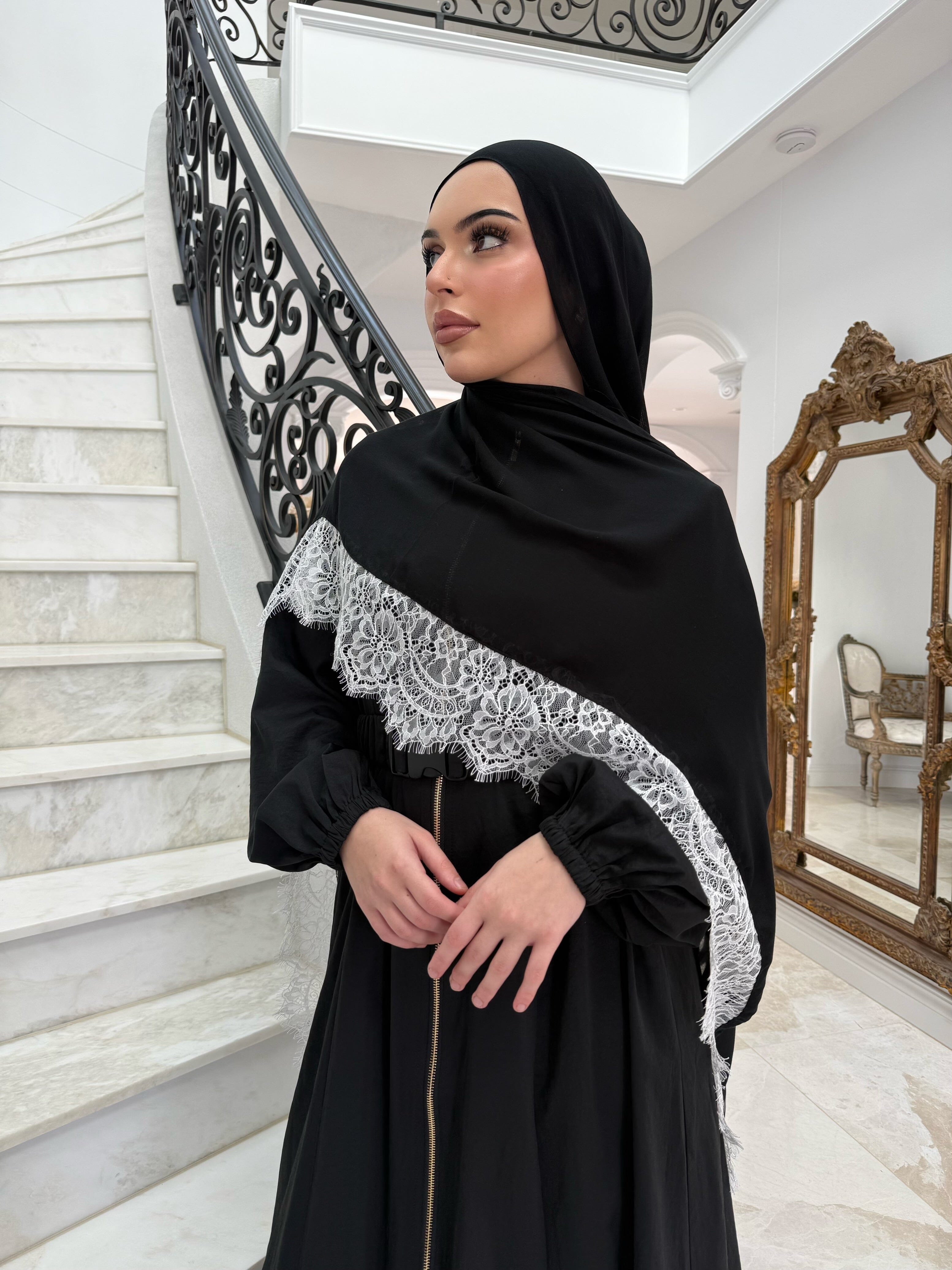 Monochrome Lace Modal Shawl