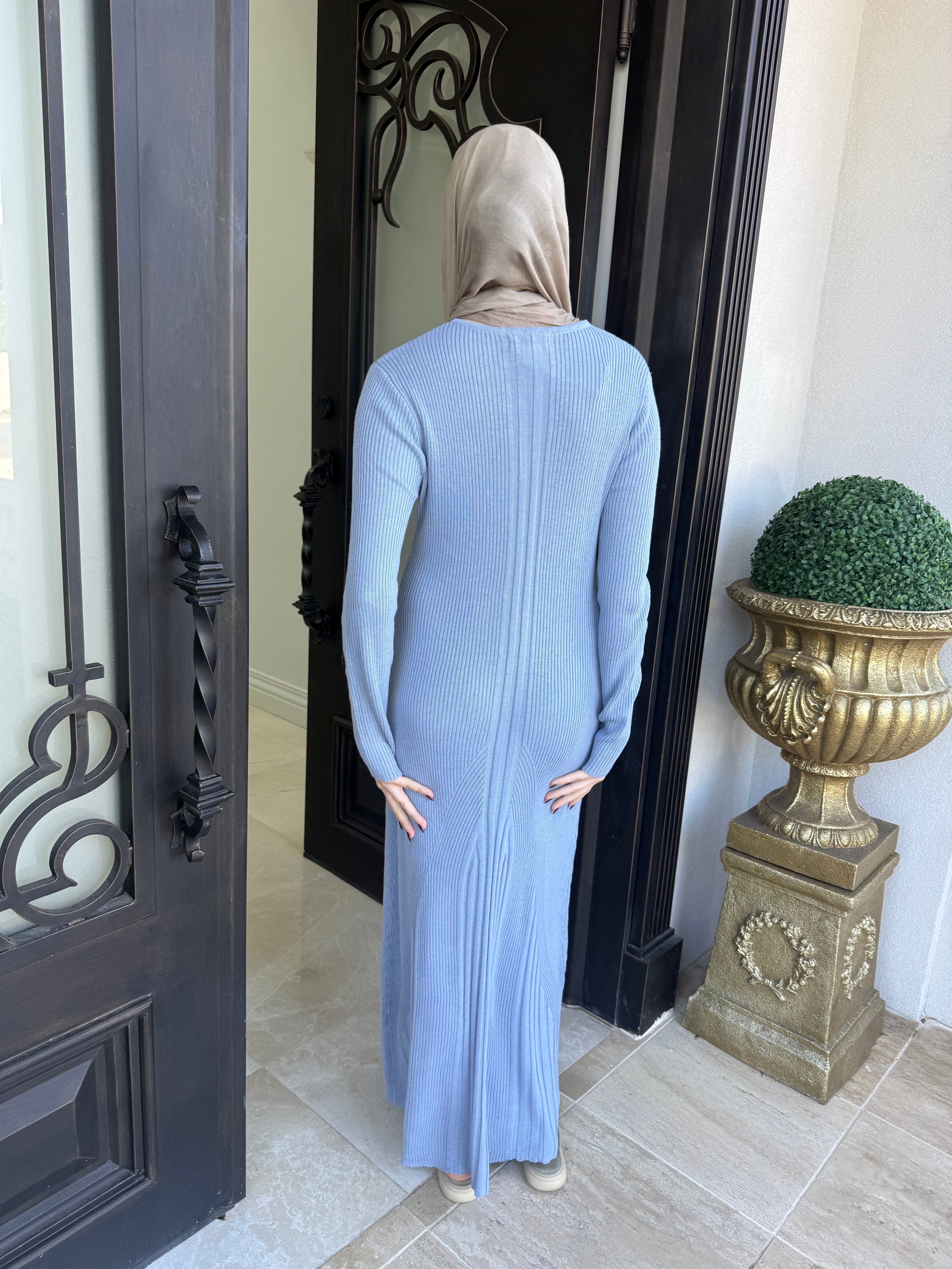 Ribbed Knit Abaya Set
