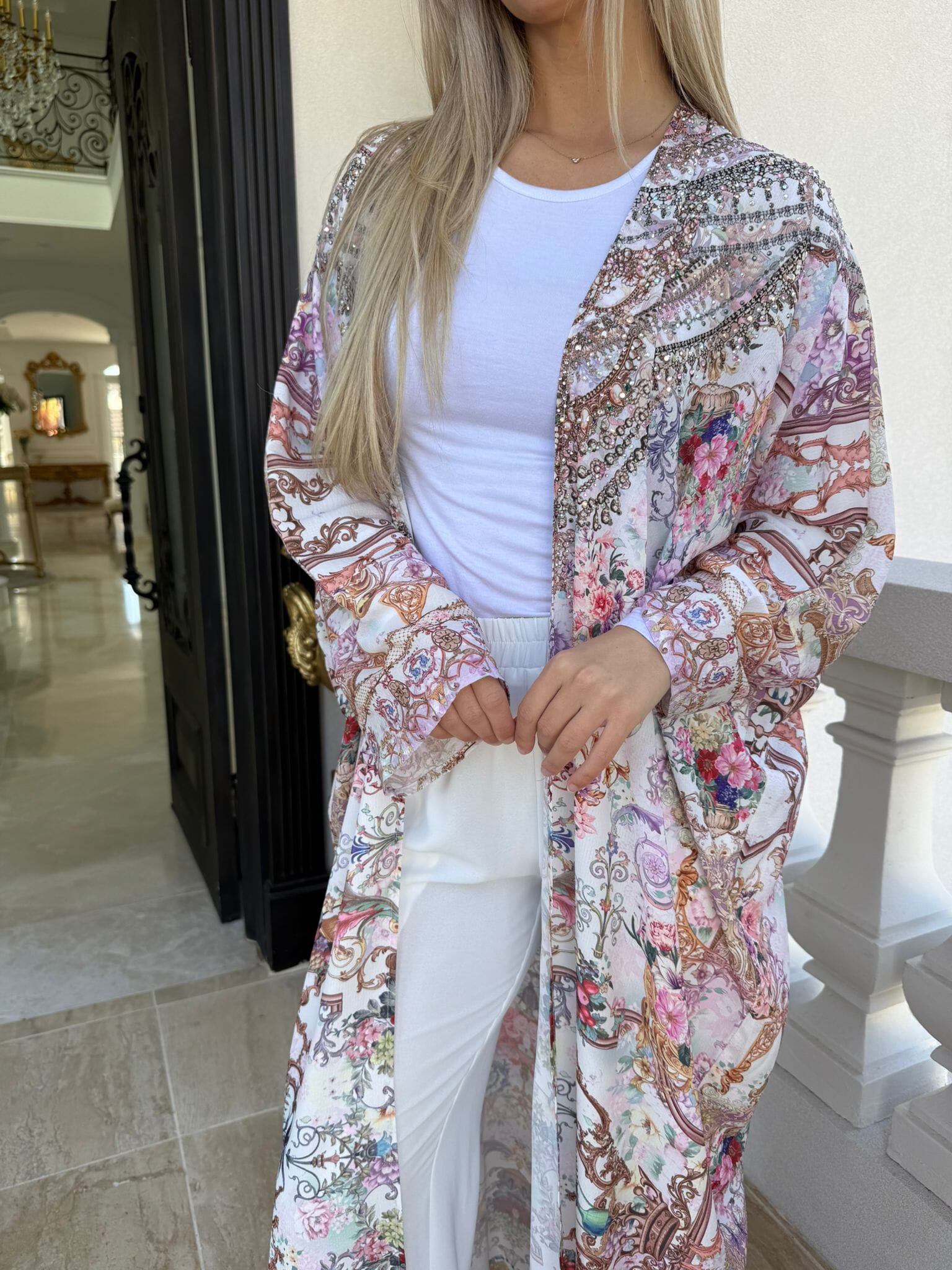 Pink Beaded Abaya