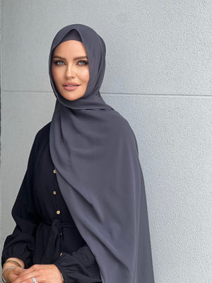 Charcoal Chiffon Hijab Set