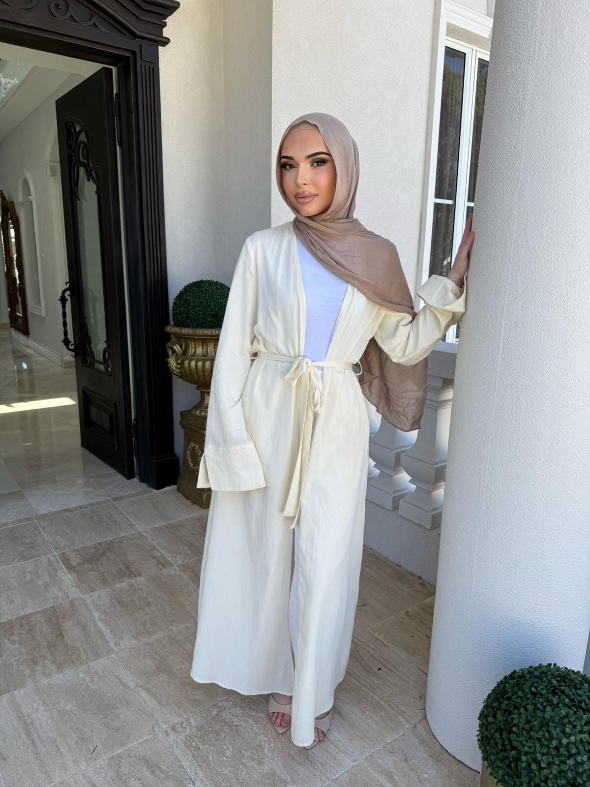 Linen Open Abaya