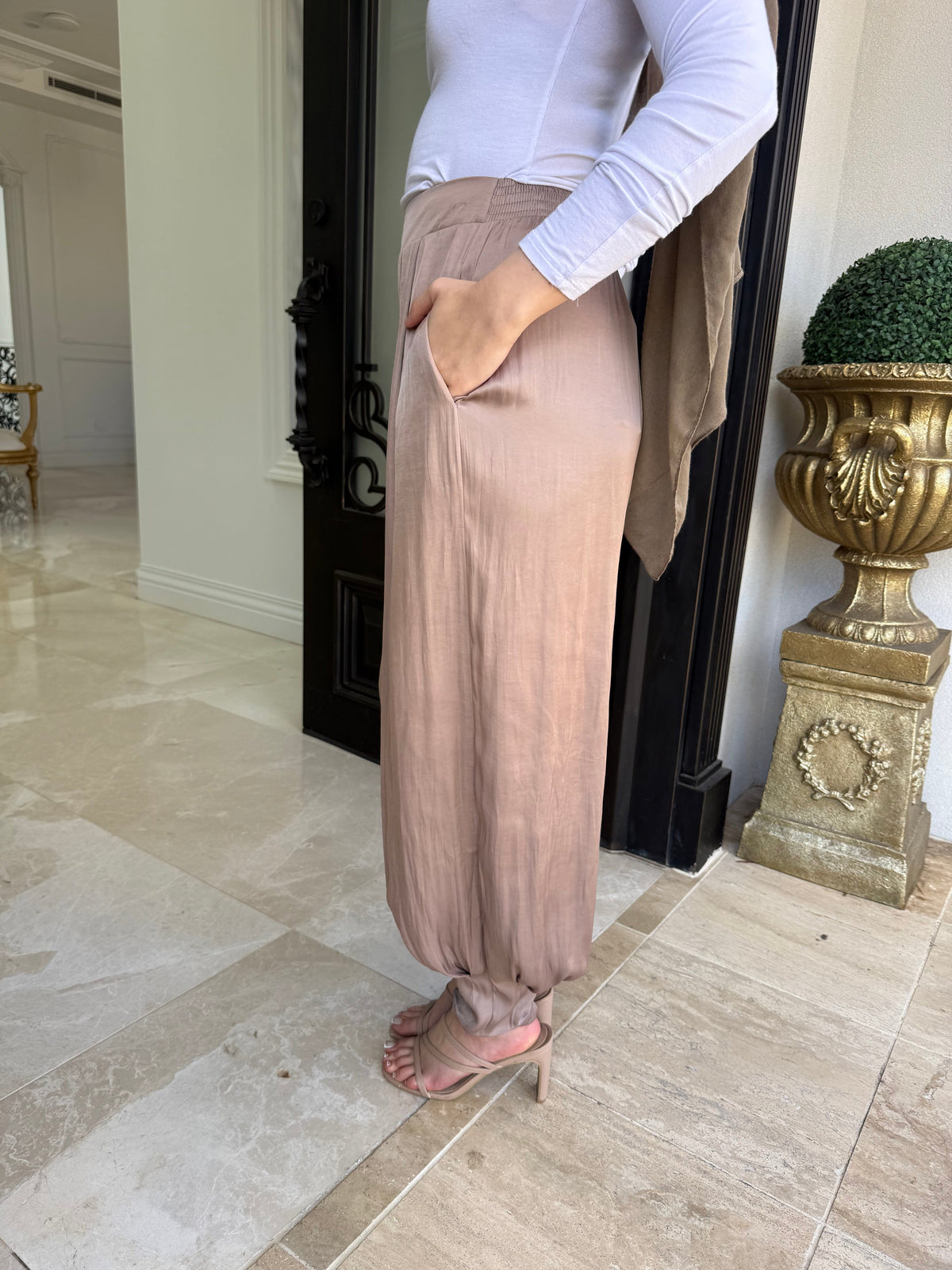 Satin Cuffed Pants
