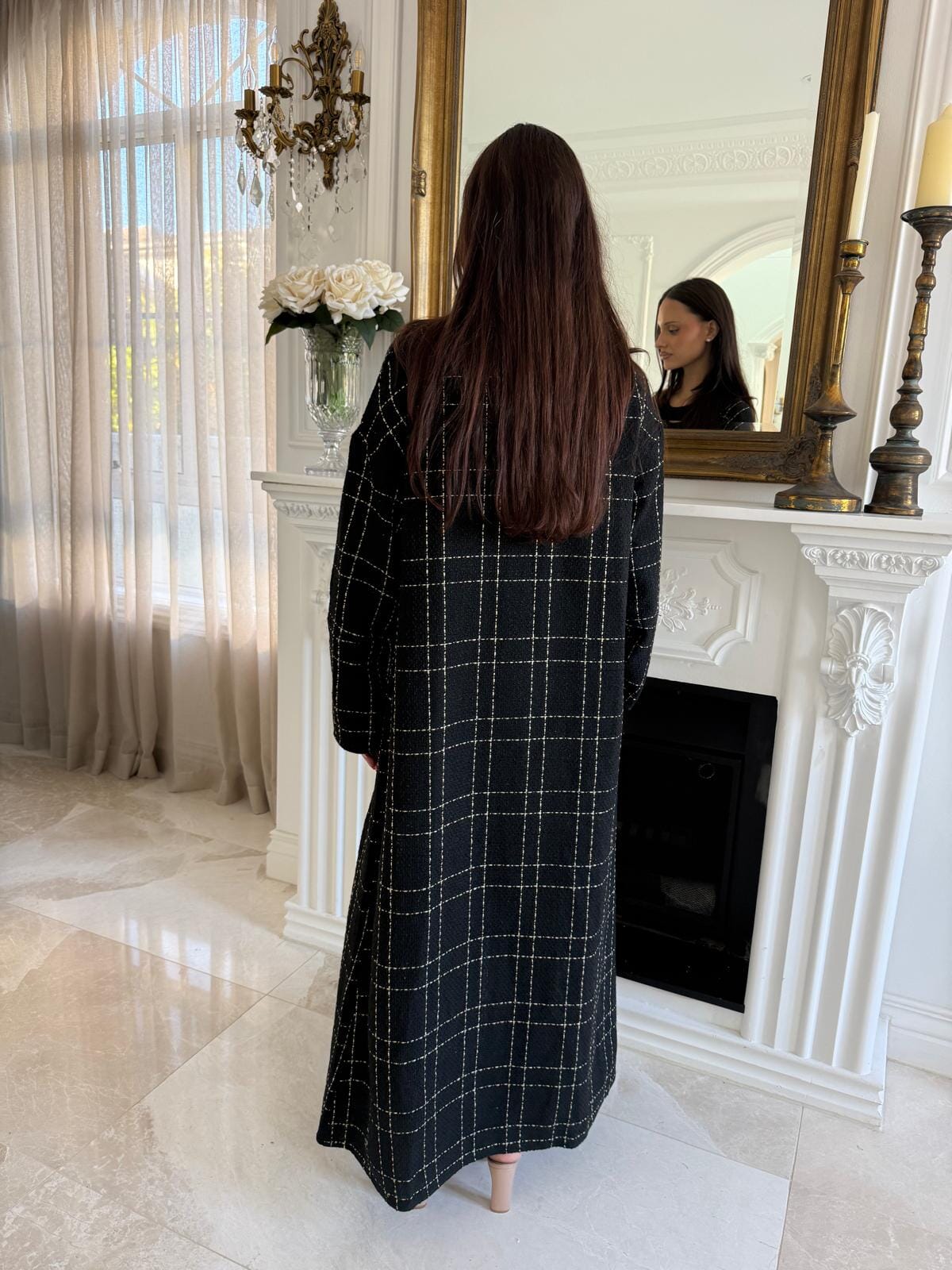 Tweed Pocket Open Abaya